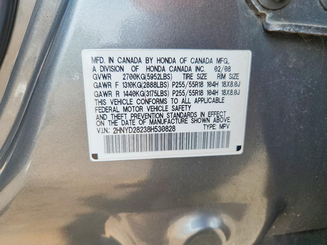 2008 Acura Mdx Silver vin: 2HNYD28238H530828