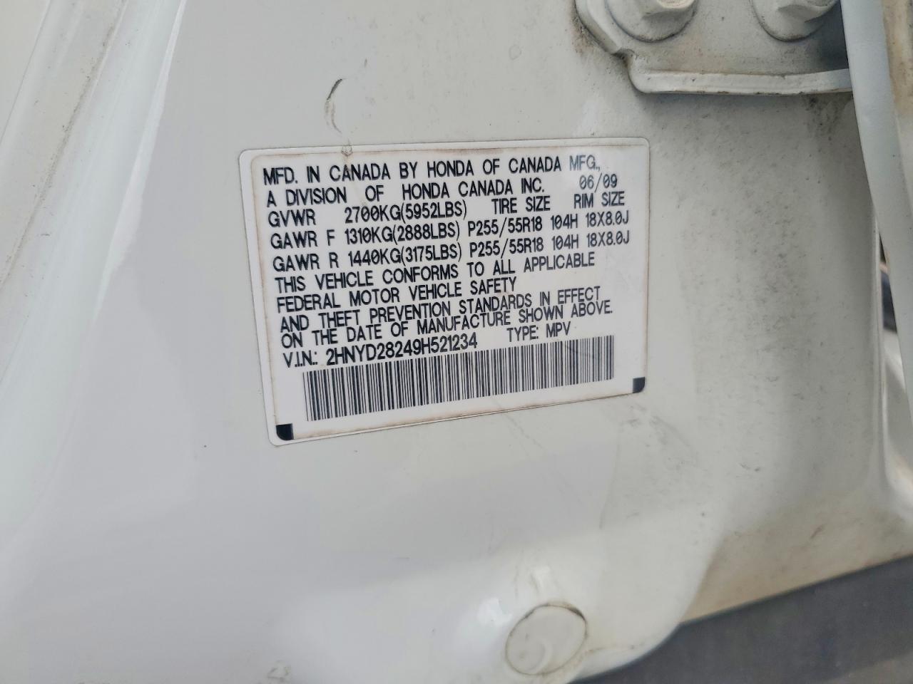 2009 Acura Mdx White vin: 2HNYD28249H521234
