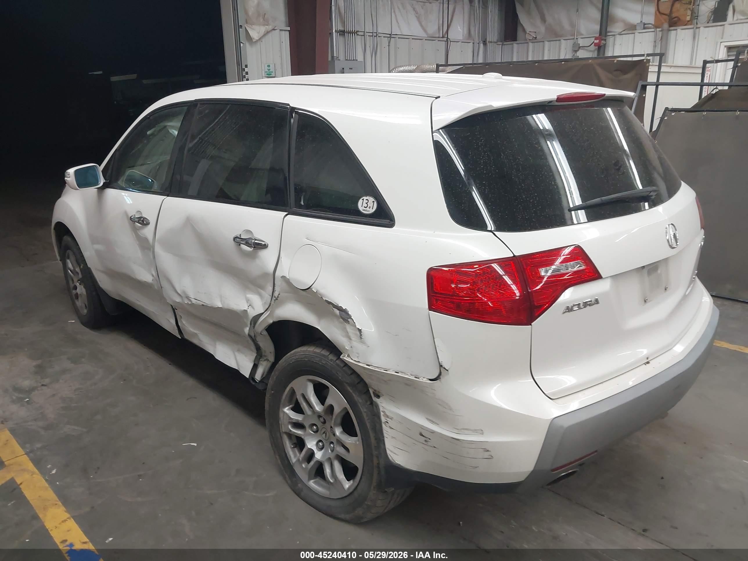 2009 Acura Mdx   White vin: 2HNYD28259H520108
