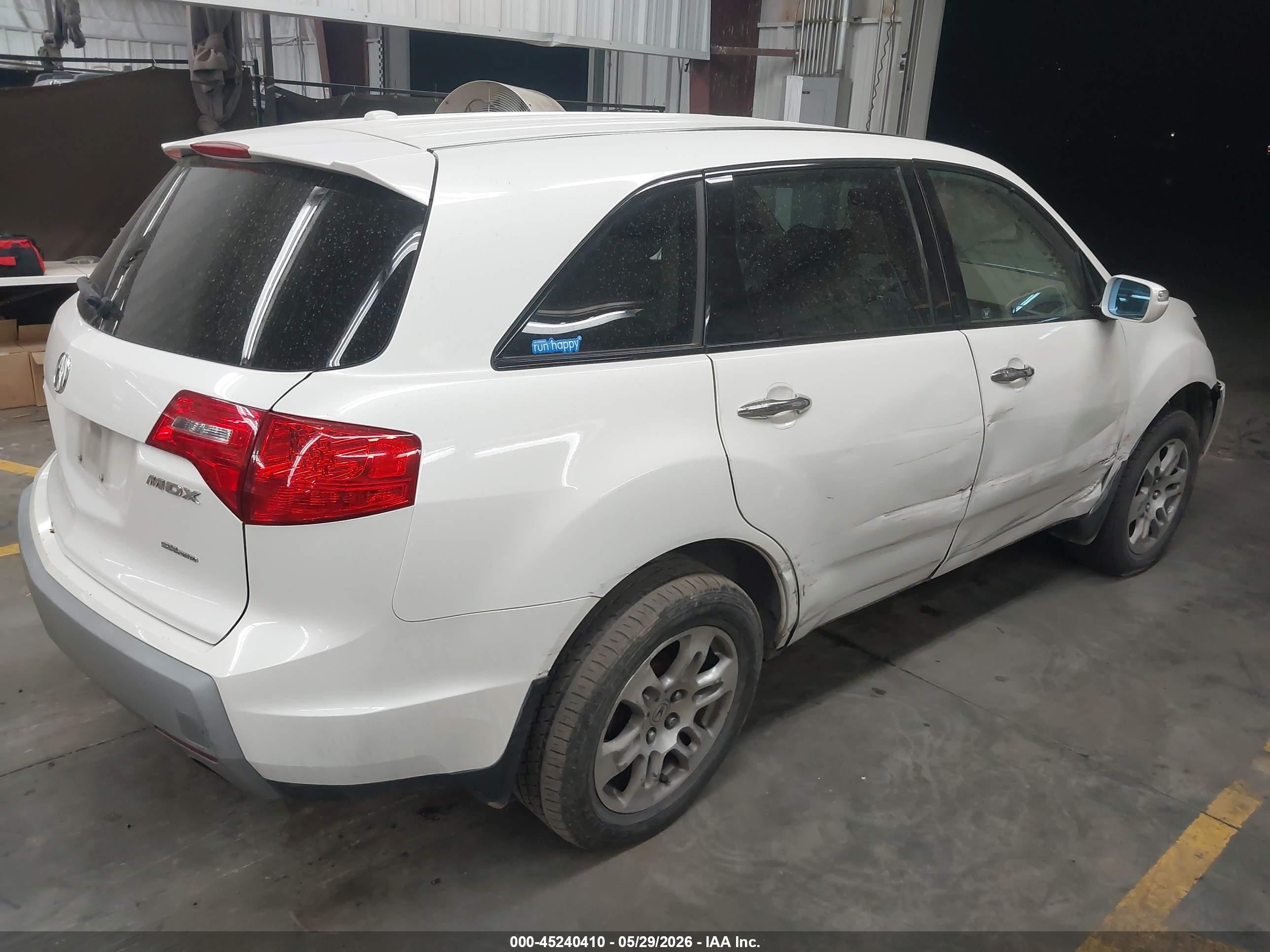2009 Acura Mdx   White vin: 2HNYD28259H520108