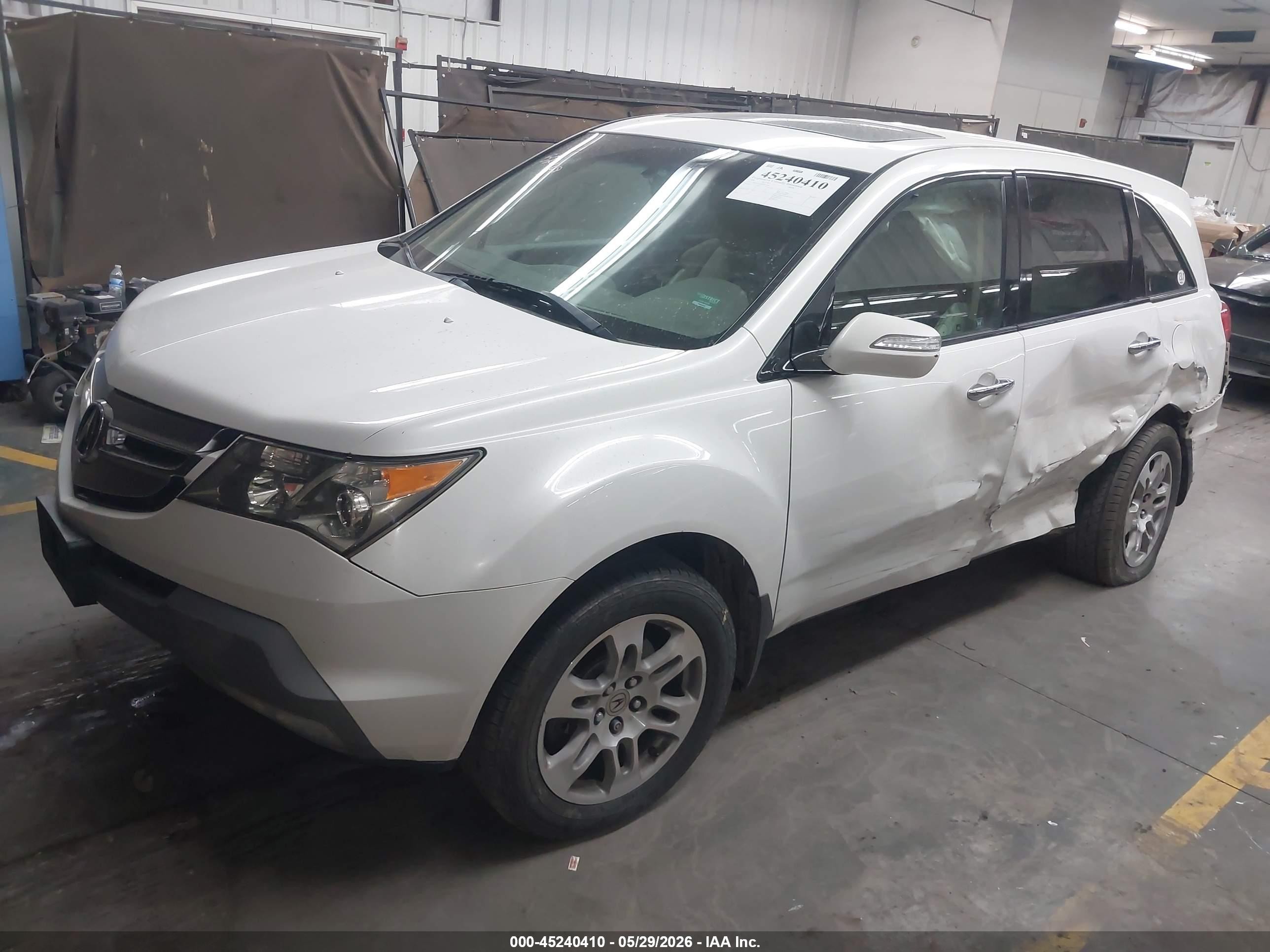 2009 Acura Mdx   White vin: 2HNYD28259H520108
