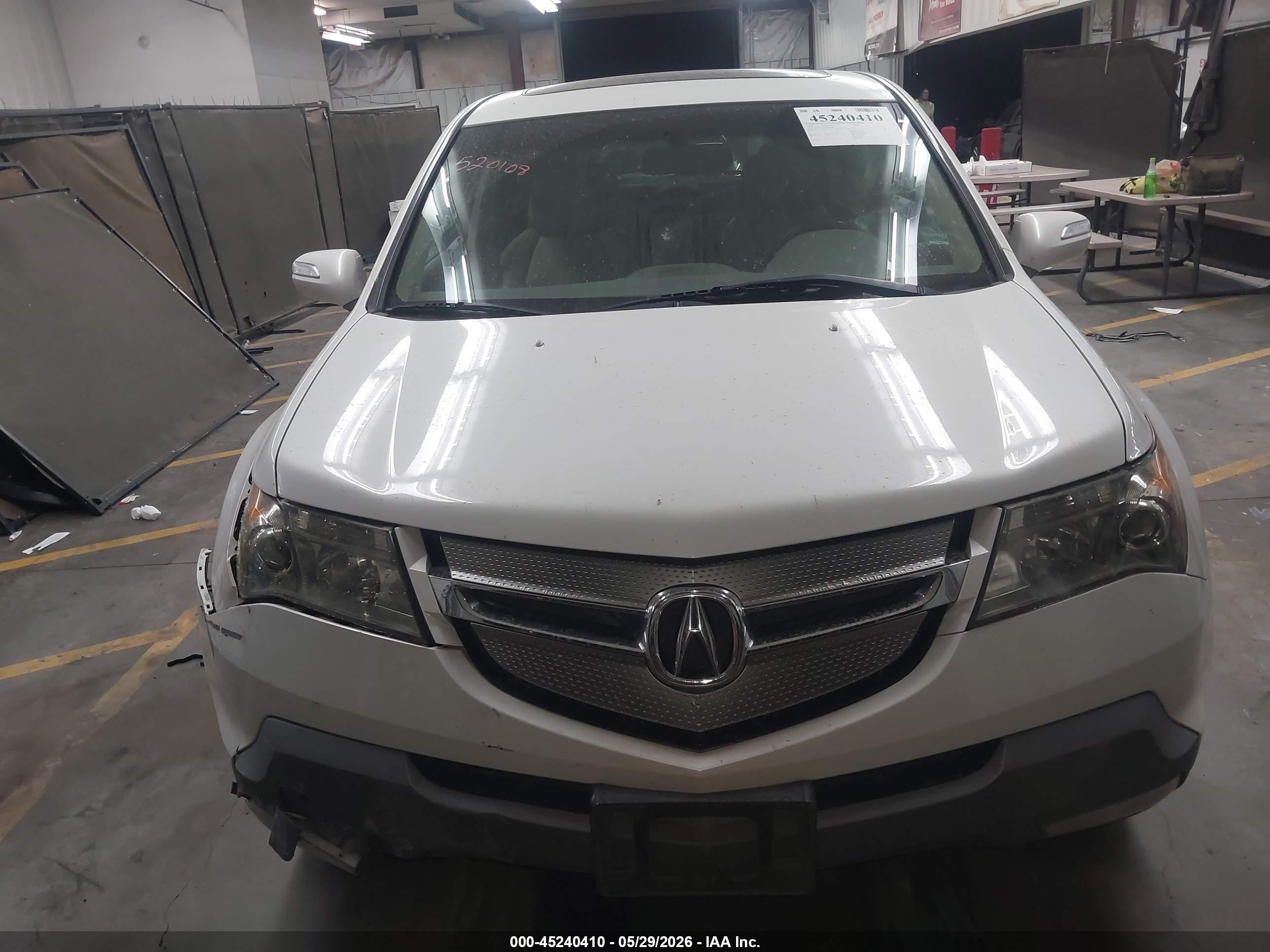 2009 Acura Mdx   White vin: 2HNYD28259H520108