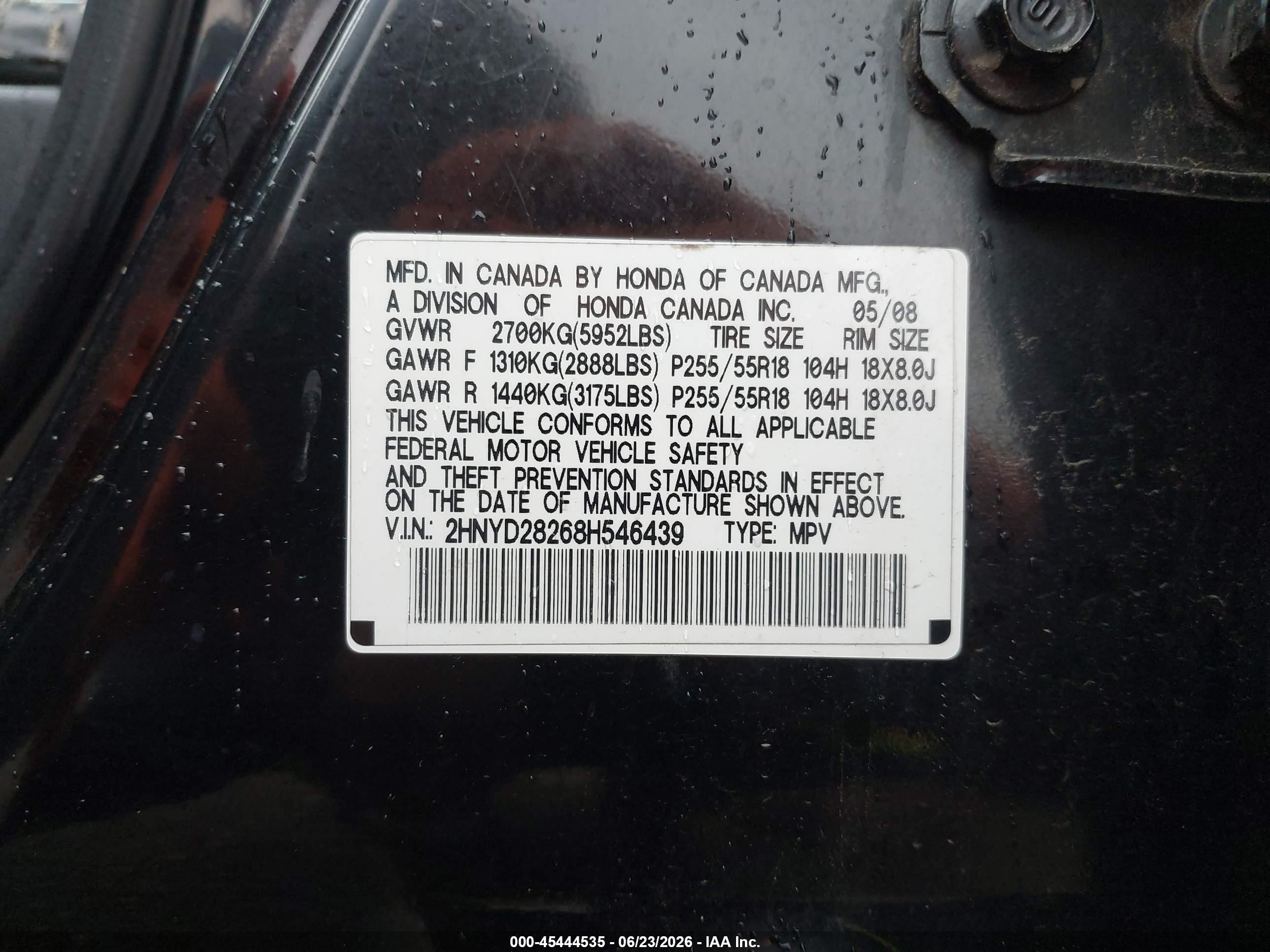 2008 Acura Mdx Black vin: 2HNYD28268H546439