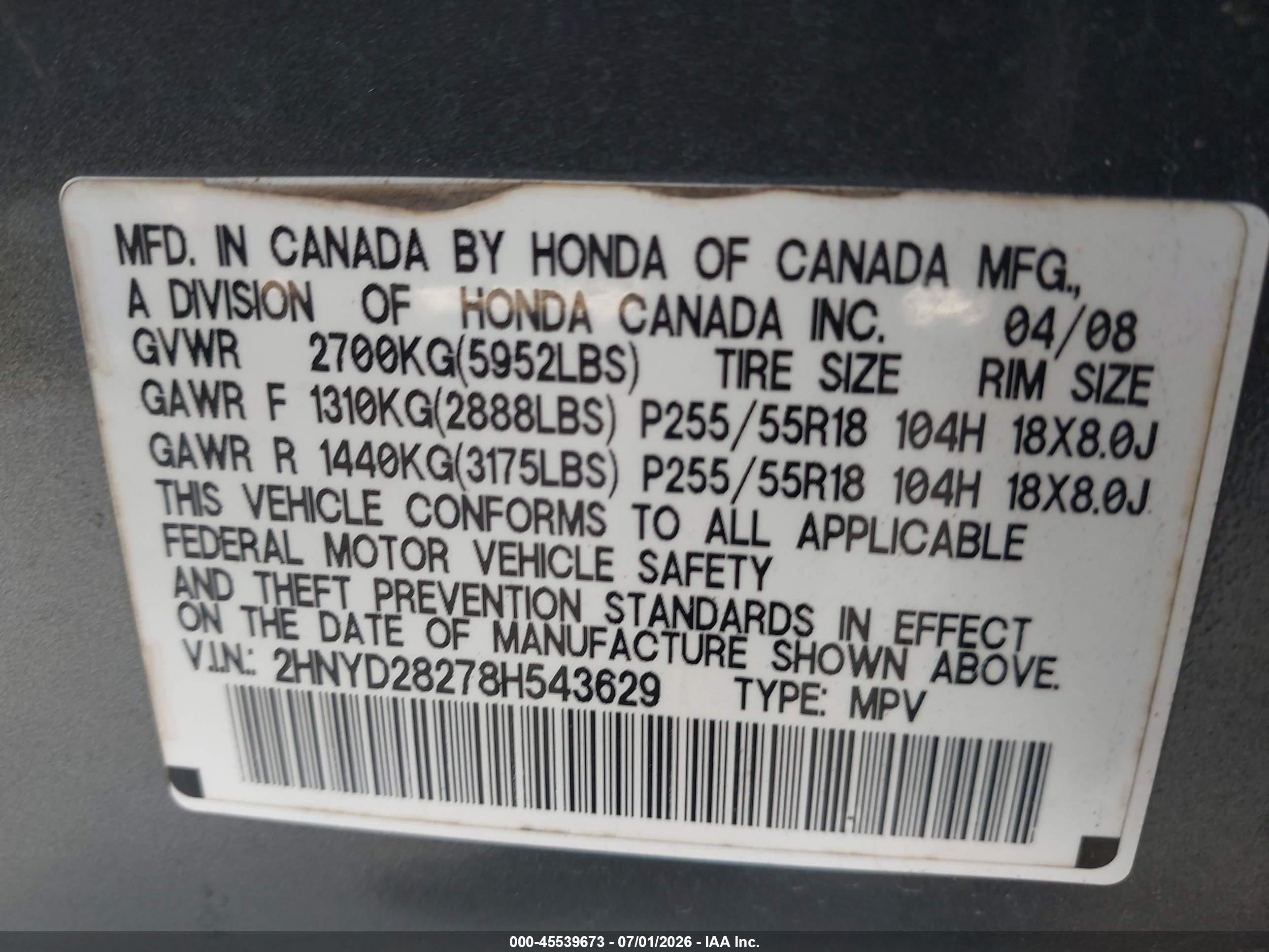 2008 Acura Mdx   Gray vin: 2HNYD28278H543629