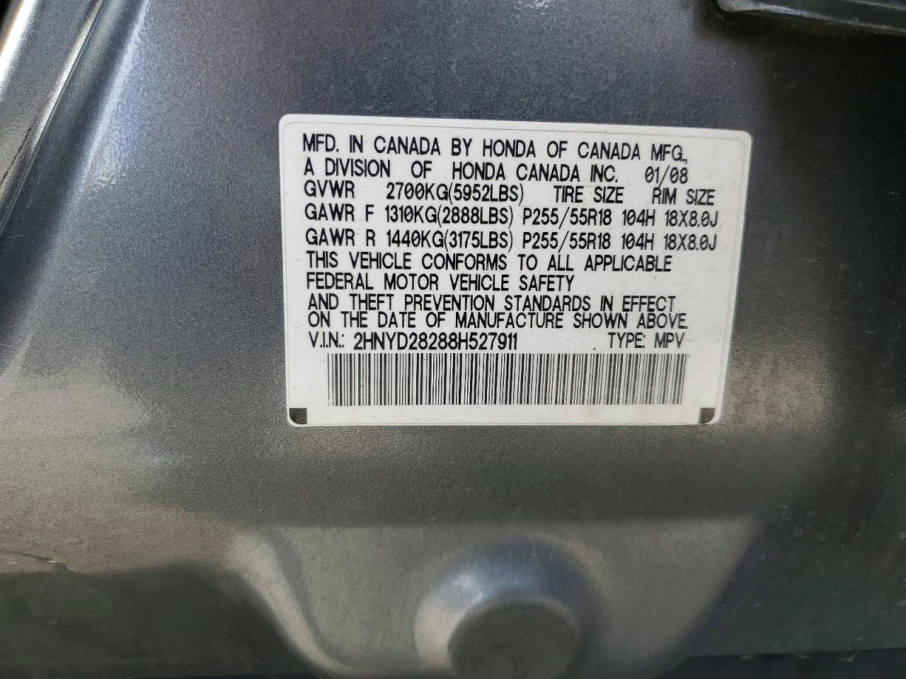 2008 Acura Mdx Gray vin: 2HNYD28288H527911