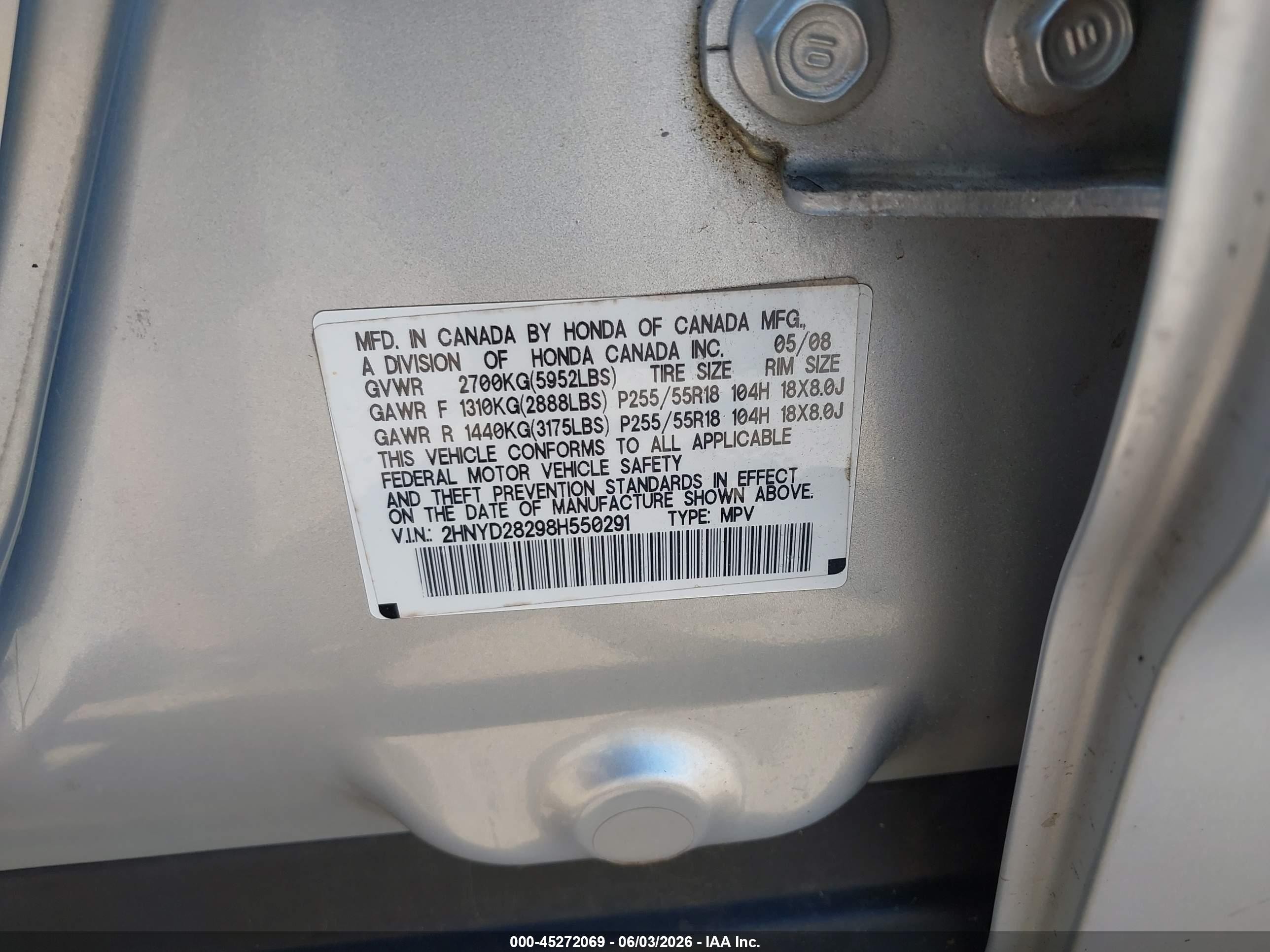 2008 Acura Mdx   Gray vin: 2HNYD28298H550291