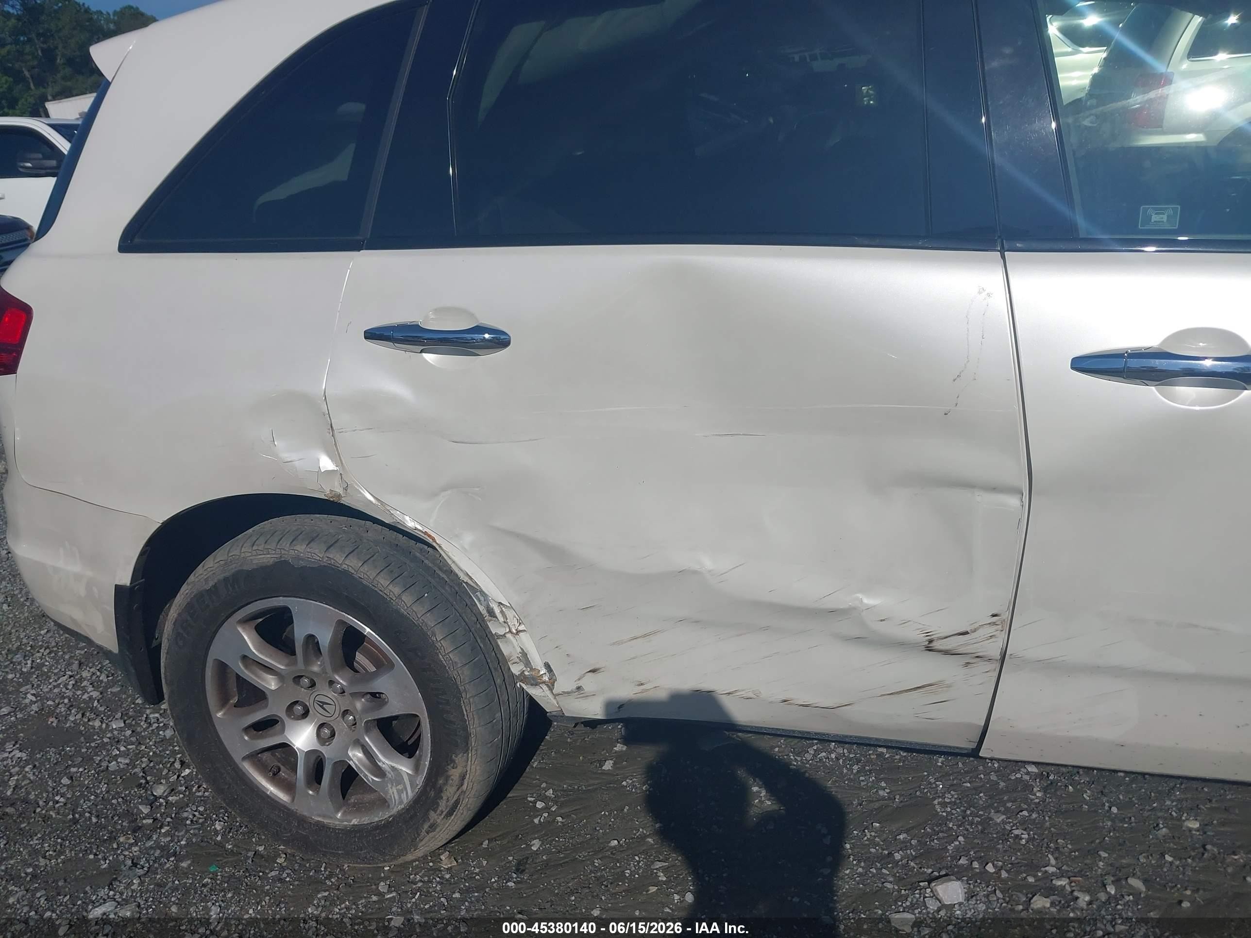 2009 Acura Mdx White vin: 2HNYD282X9H530178