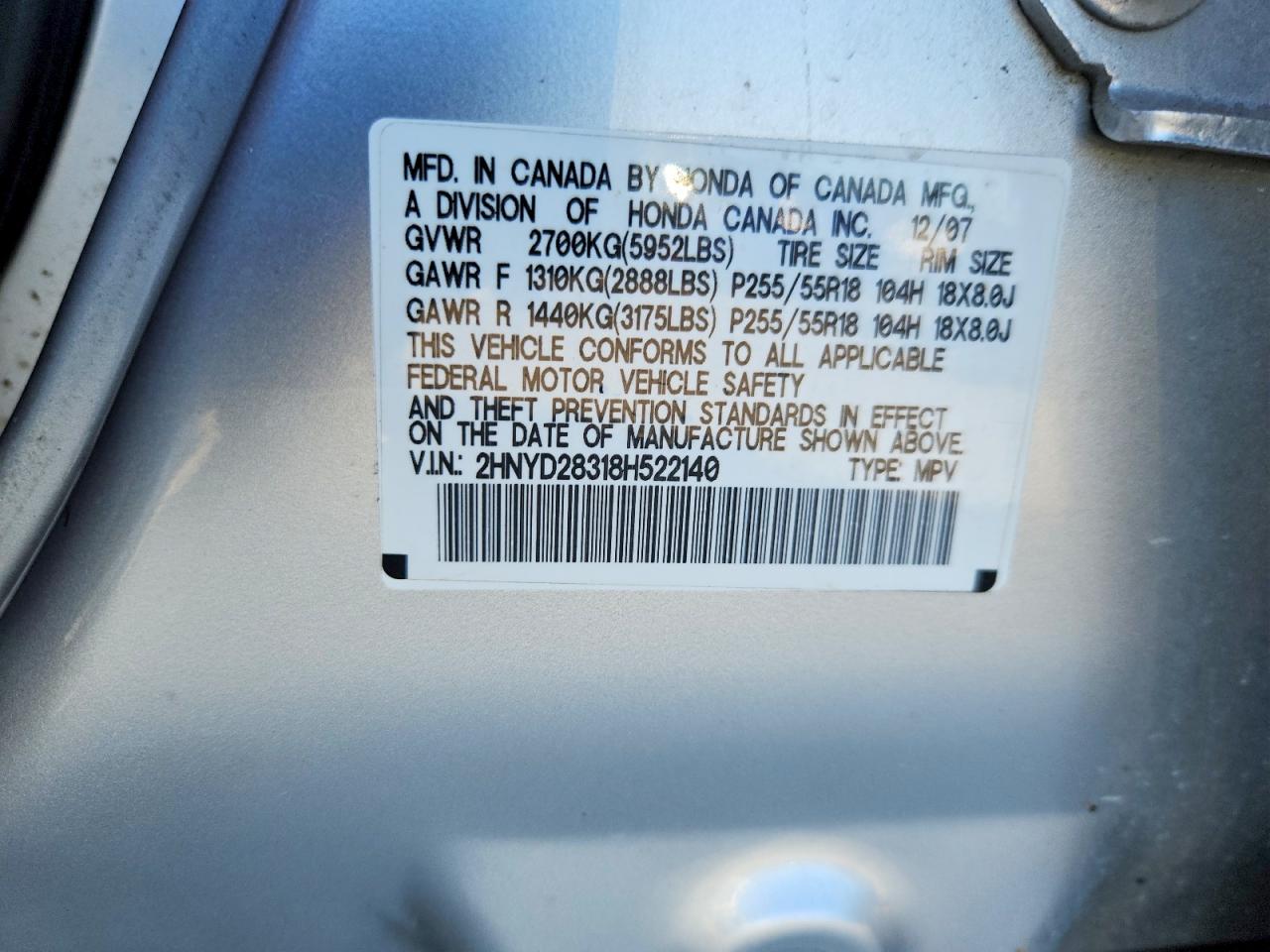 2008 Acura Mdx Technology Silver vin: 2HNYD28318H522140