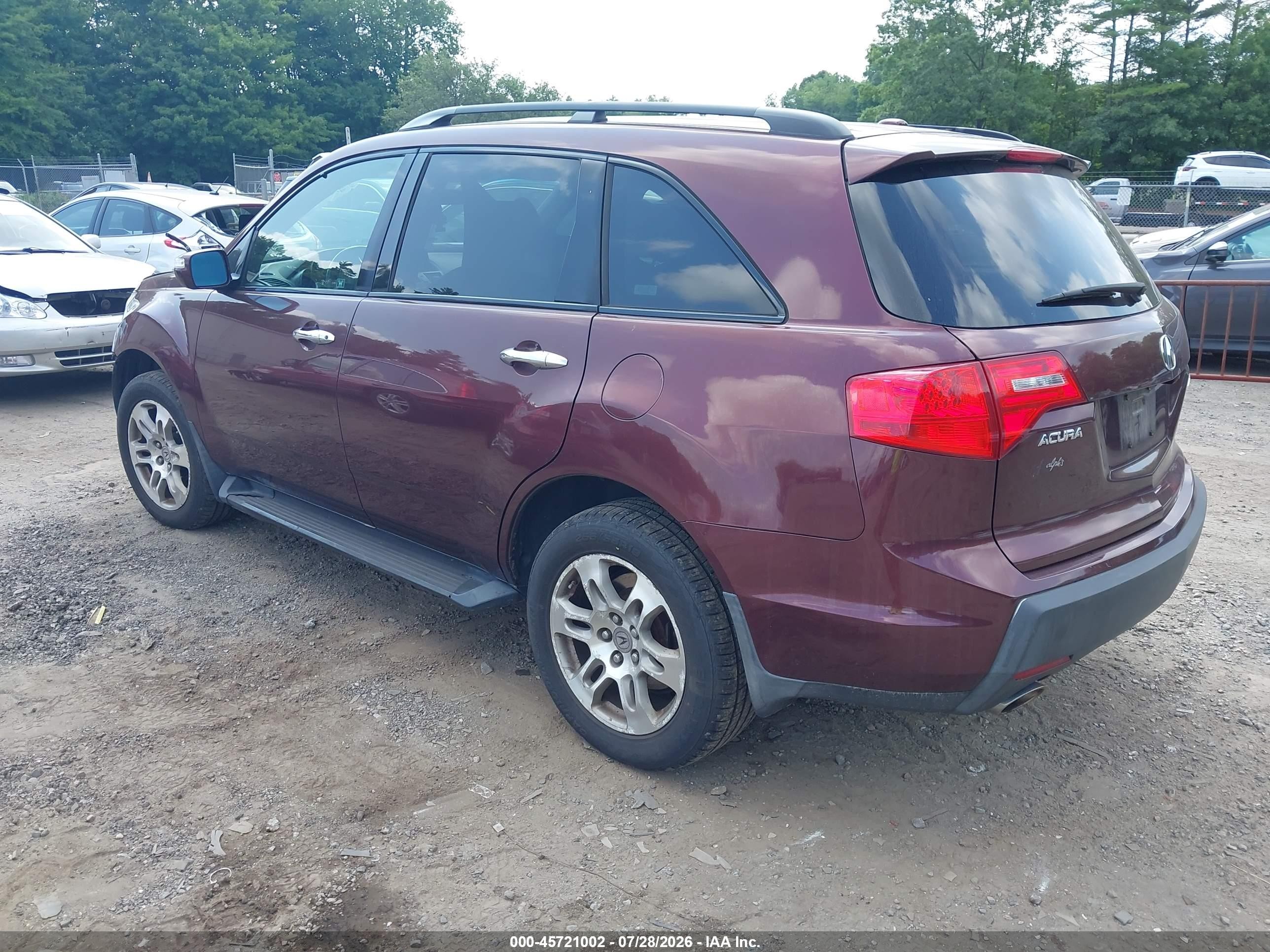 2007 Acura Mdx Technology Package Maroon vin: 2HNYD28327H525675