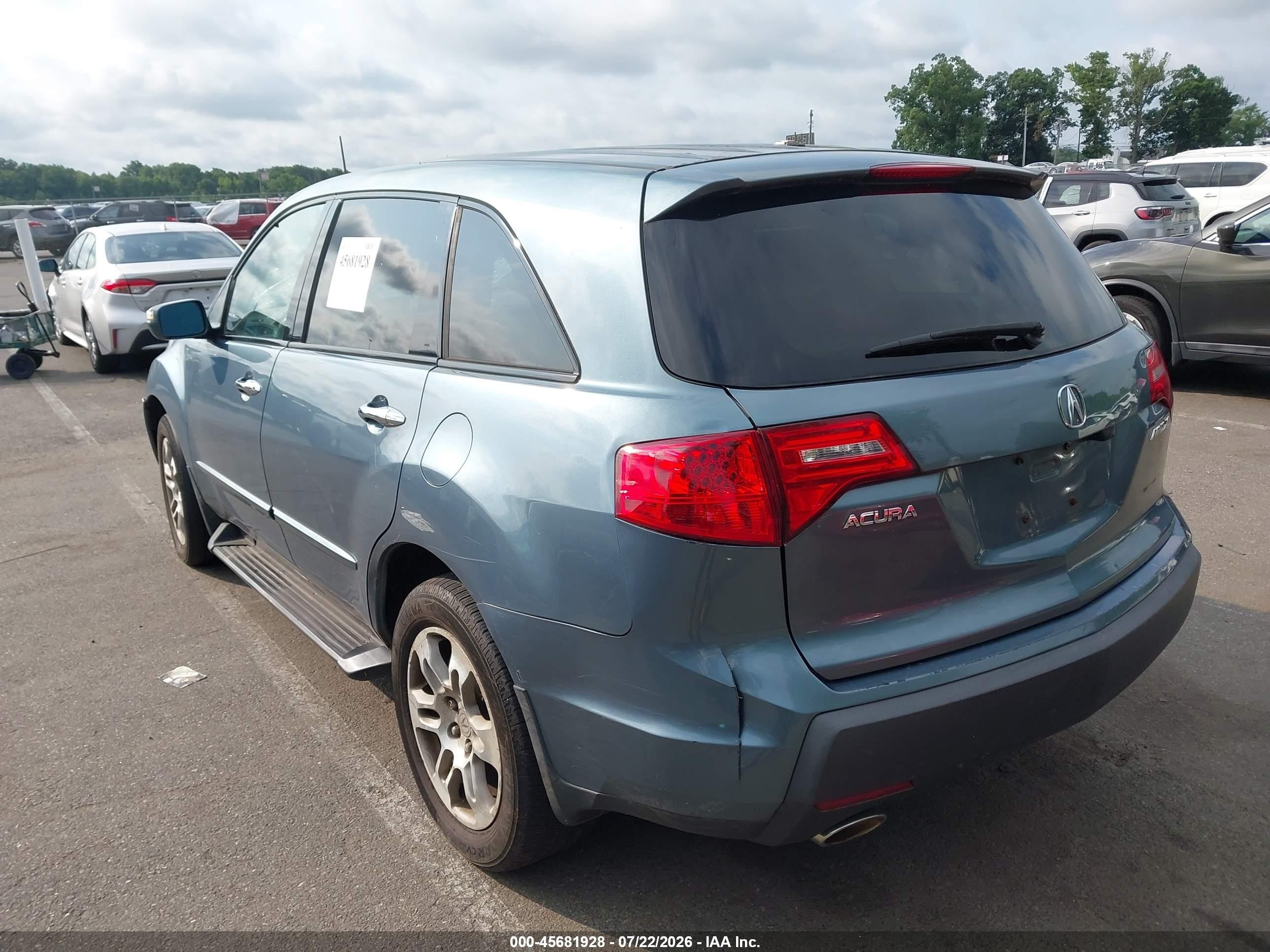 2007 Acura Mdx Technology Package Blue vin: 2HNYD28347H529193