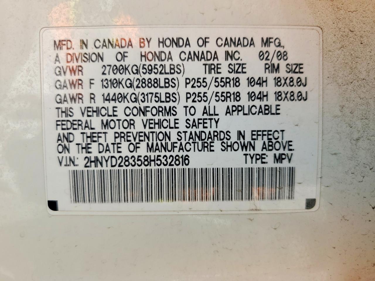 2008 Acura Mdx Technology White vin: 2HNYD28358H532816