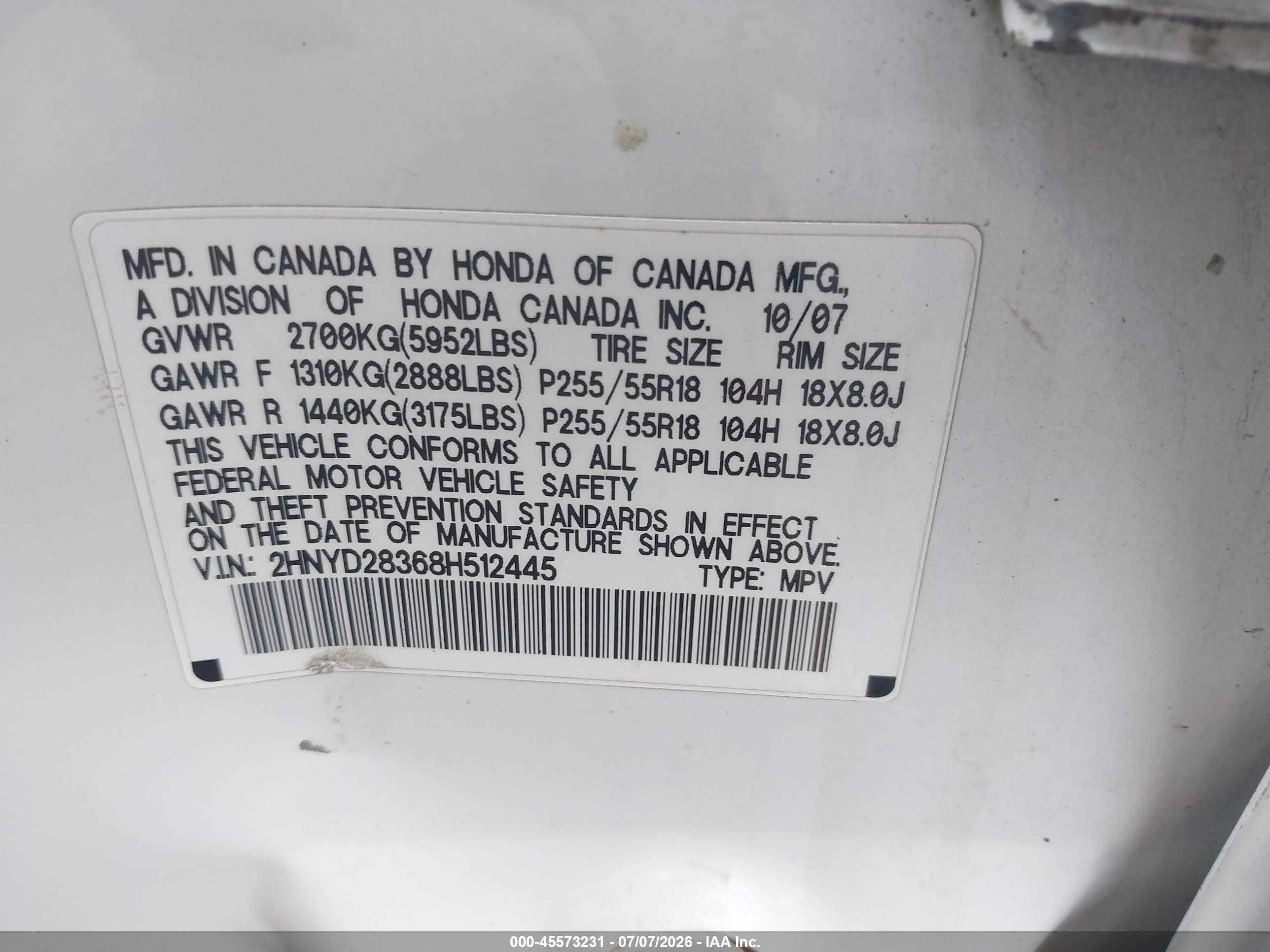 2008 Acura Mdx Technology Package White vin: 2HNYD28368H512445