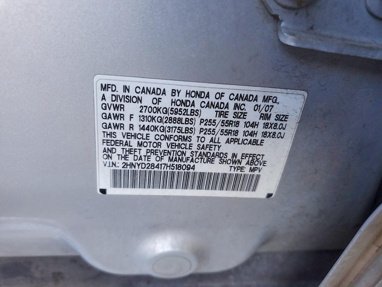 2007 Acura Mdx Technology Silver vin: 2HNYD28417H518094