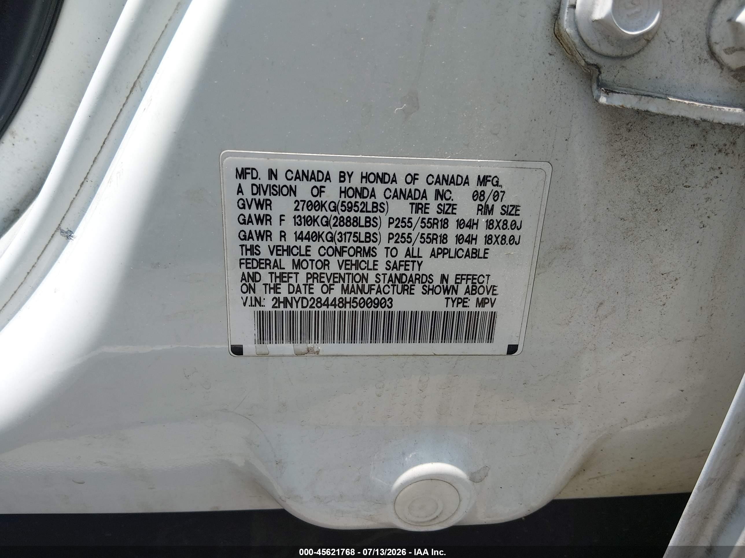 2008 Acura Mdx Technology Package White vin: 2HNYD28448H500903