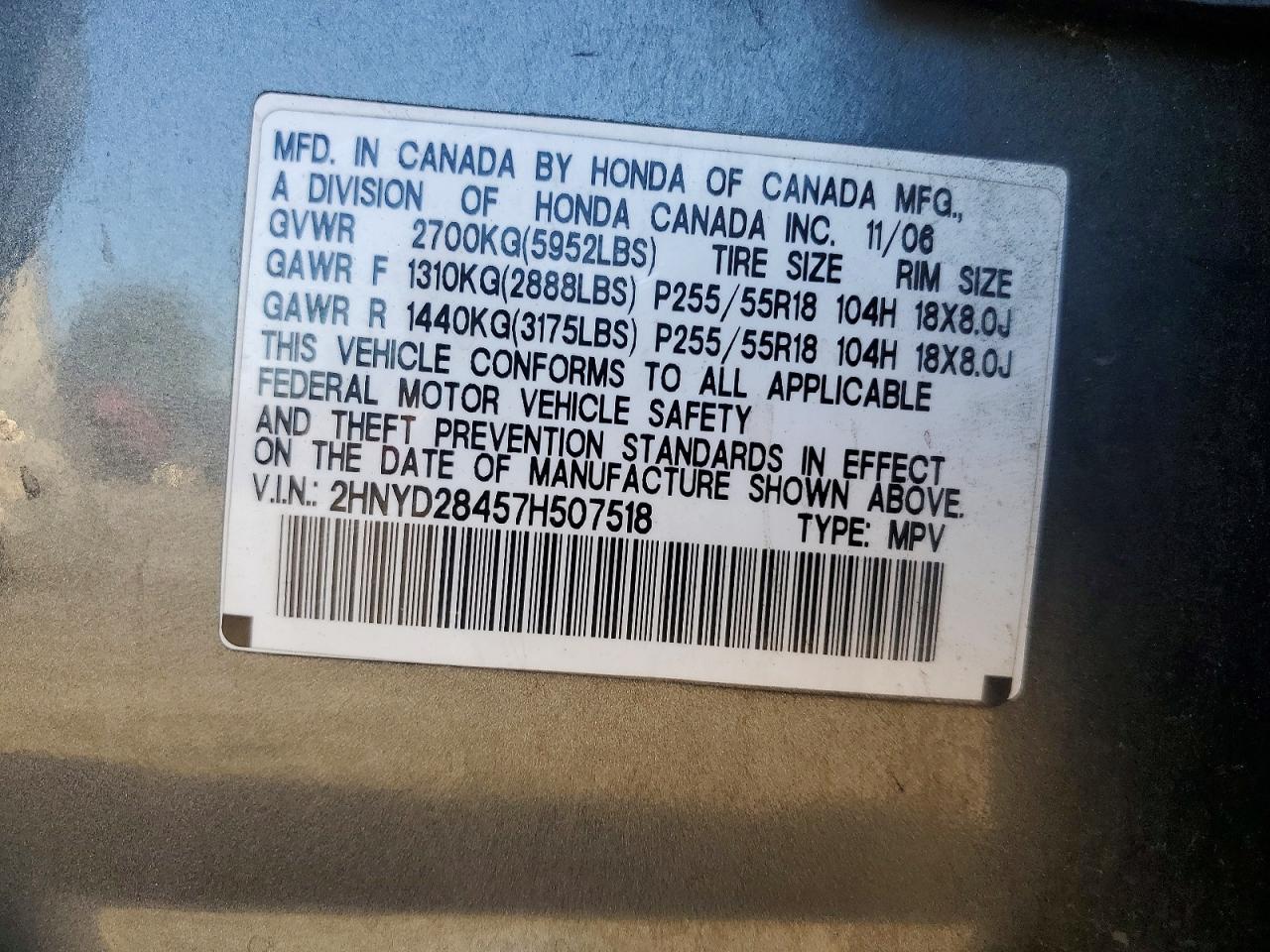 2007 Acura Mdx Technology Gray vin: 2HNYD28457H507518