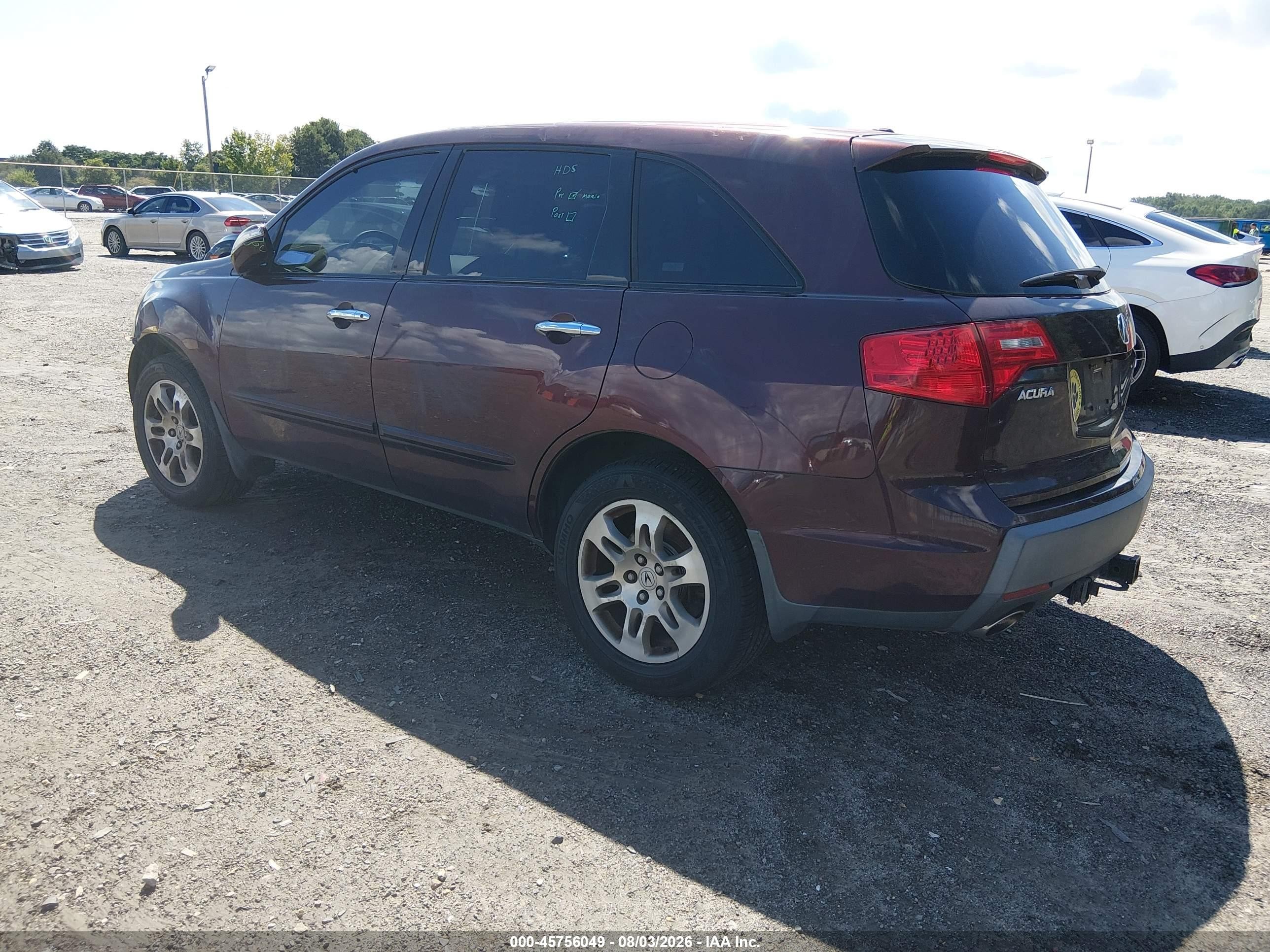 2008 Acura Mdx Technology Package Burgundy vin: 2HNYD28478H521230