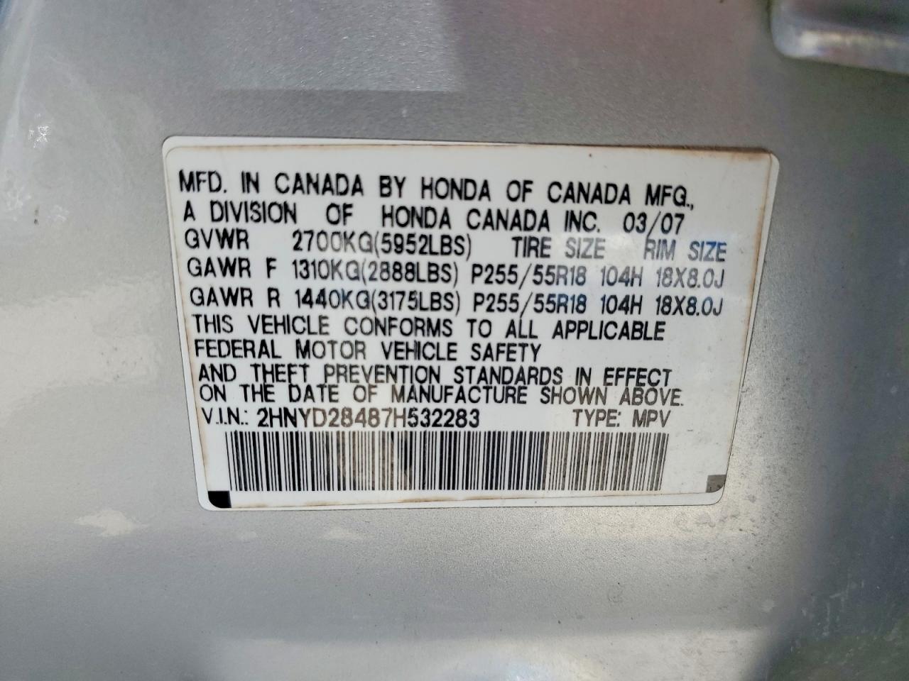 2007 Acura Mdx Technology Silver vin: 2HNYD28487H532283