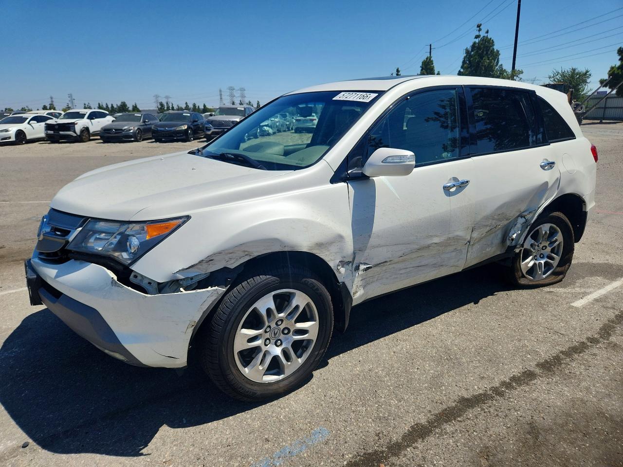 2009 Acura Mdx Technology White vin: 2HNYD28609H506720