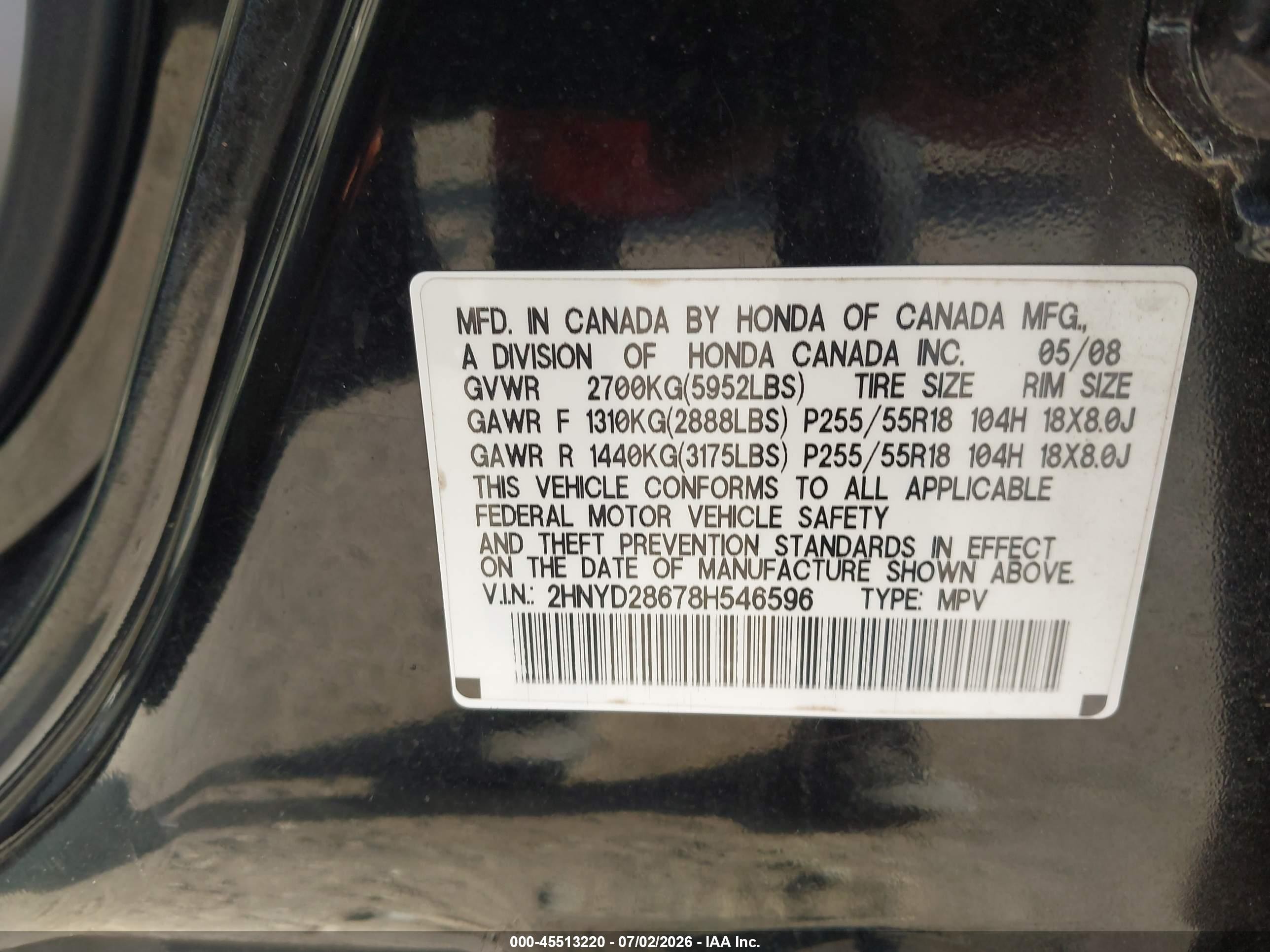 2008 Acura Mdx Technology Package Black vin: 2HNYD28678H546596