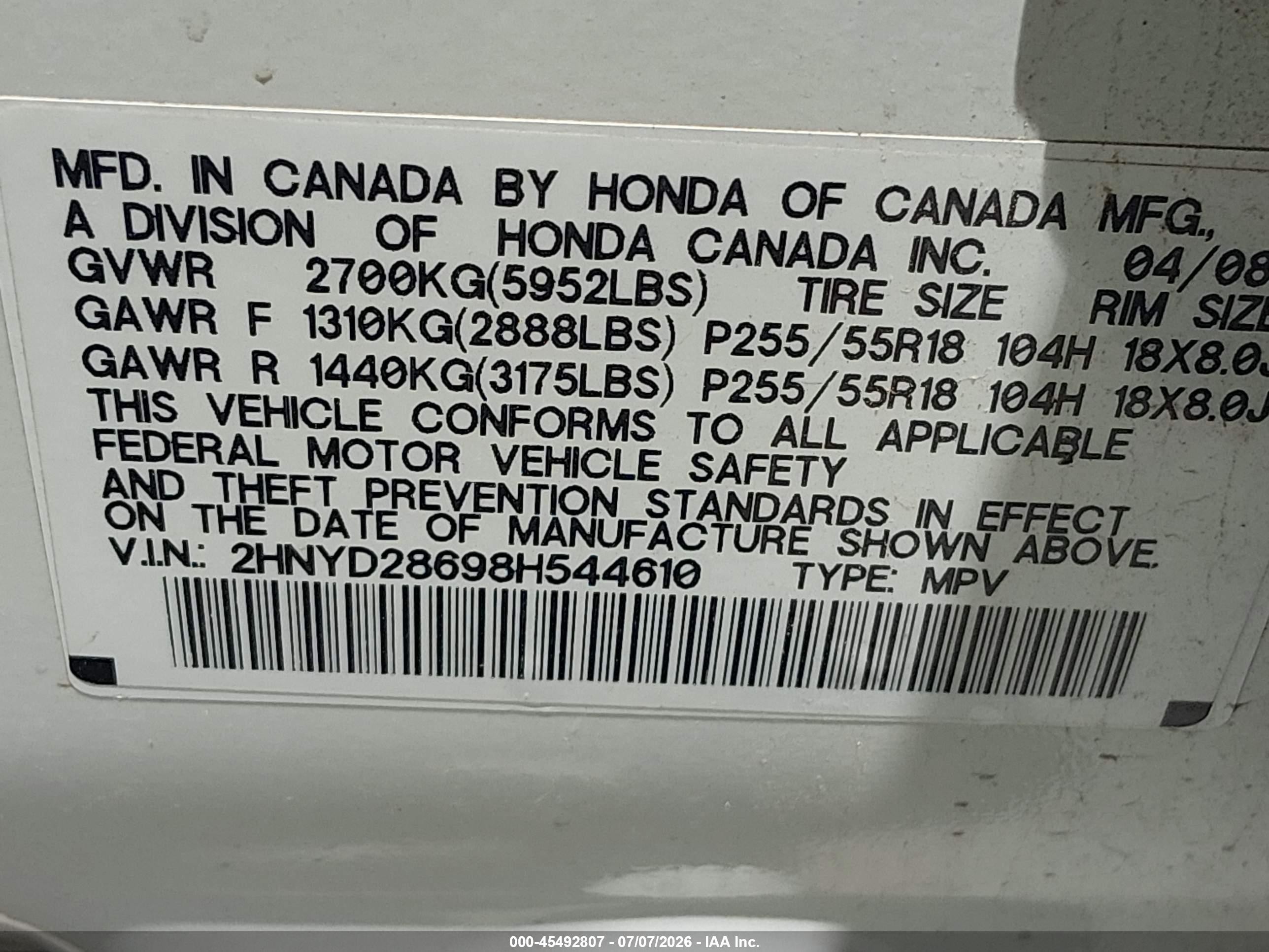 2008 Acura Mdx Technology Package White vin: 2HNYD28698H544610