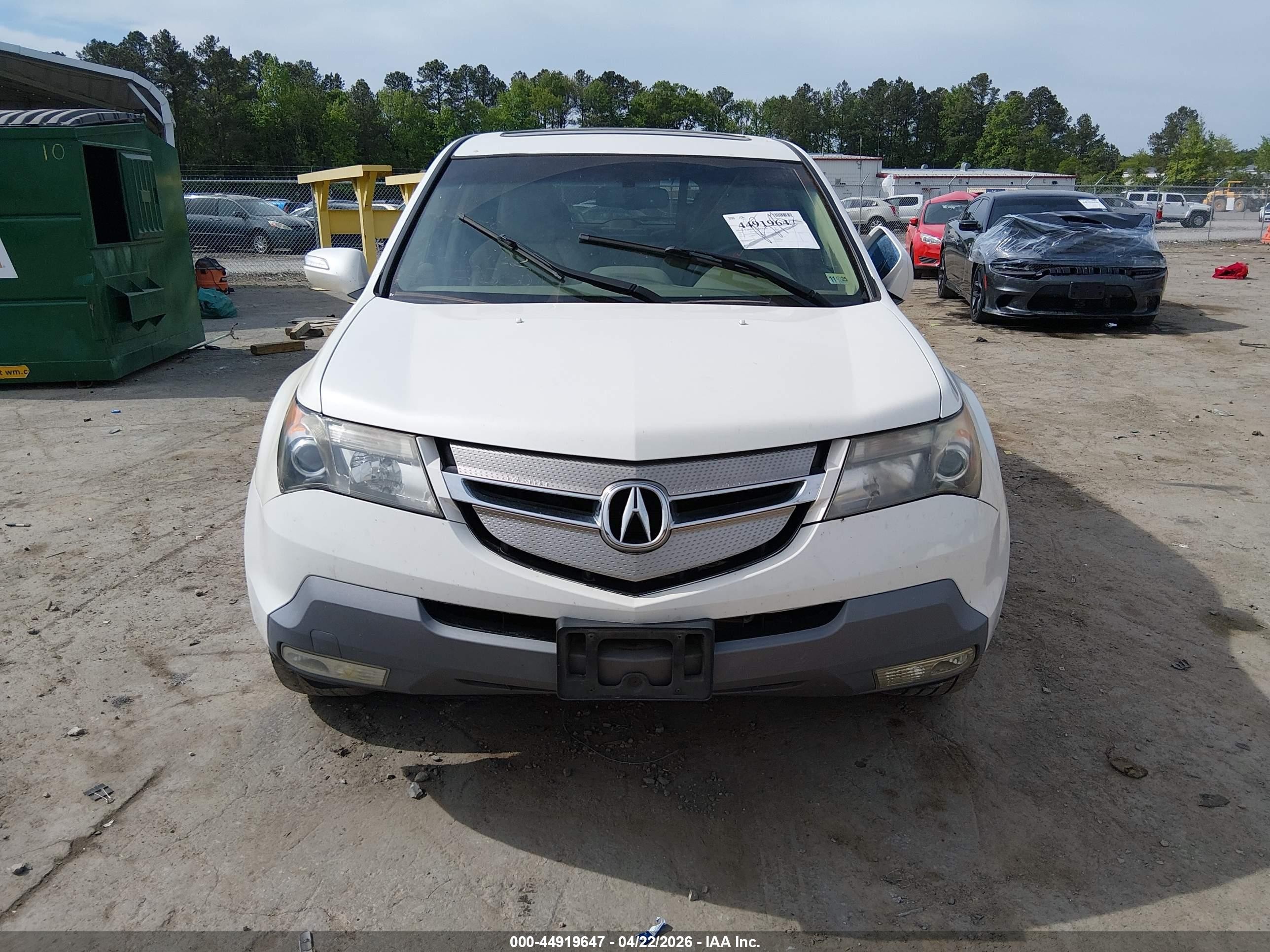 2009 Acura Mdx Sport Package White vin: 2HNYD28769H501613