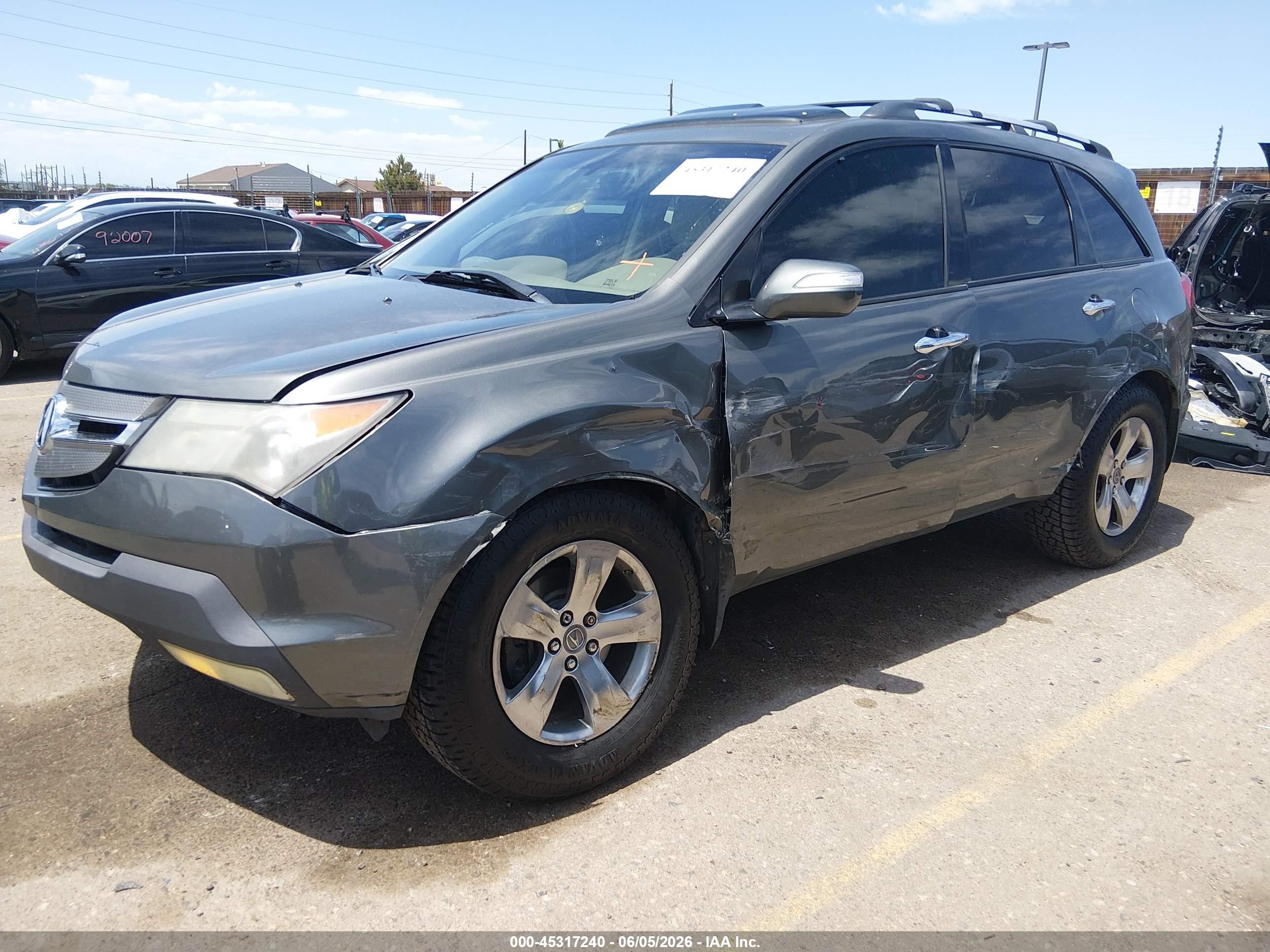 2007 Acura Mdx Sport Package Gray vin: 2HNYD28817H528420