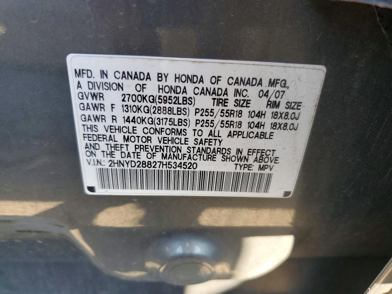 2007 Acura Mdx Sport Gray vin: 2HNYD28827H534520