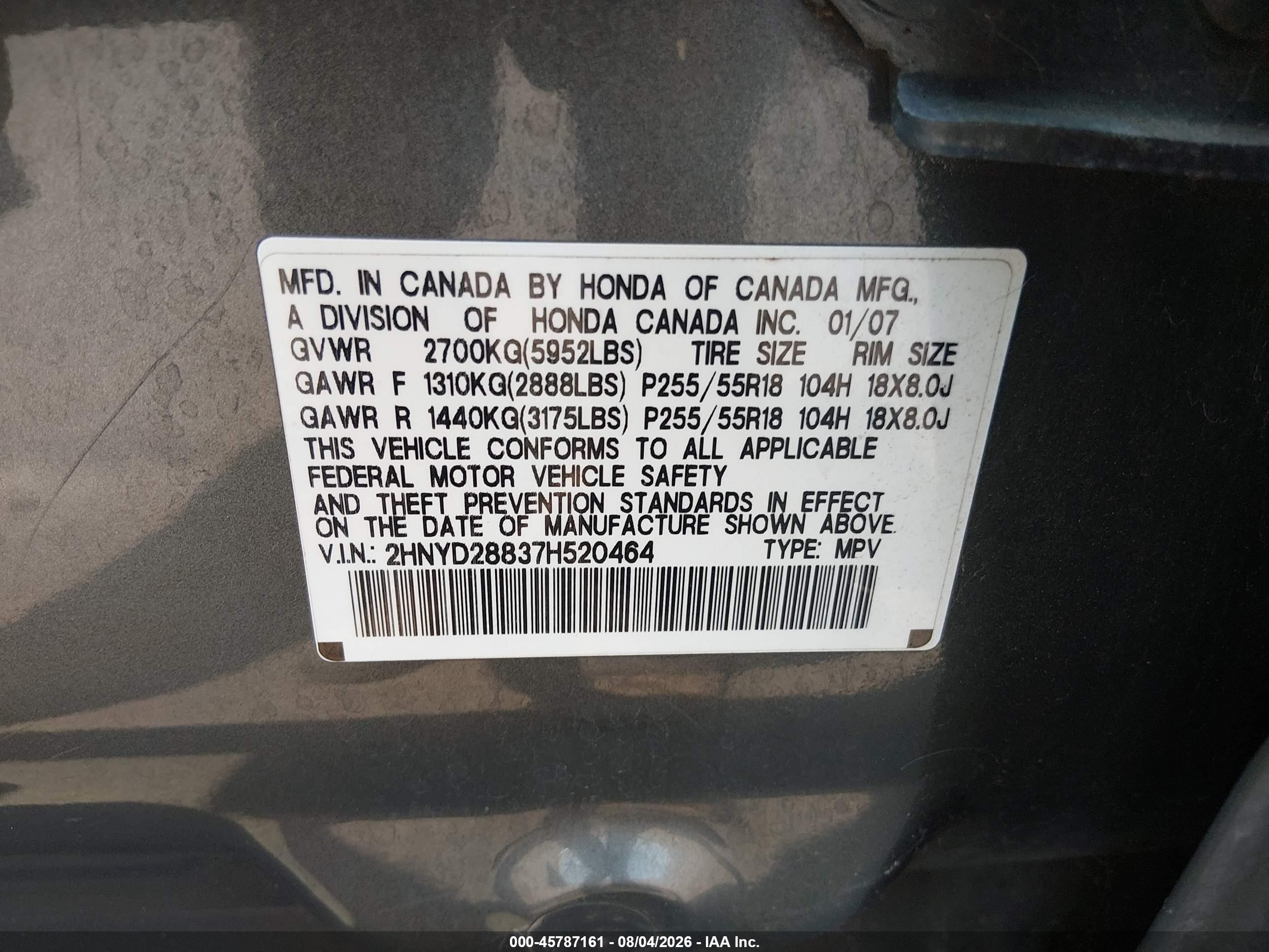 2007 Acura Mdx Sport Package Gray vin: 2HNYD28837H520464