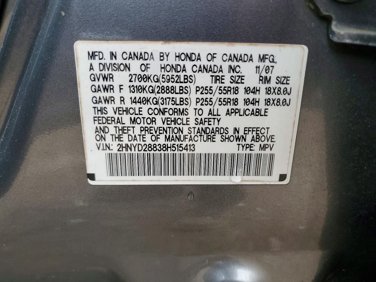 2008 Acura Mdx Sport Gray vin: 2HNYD28838H515413