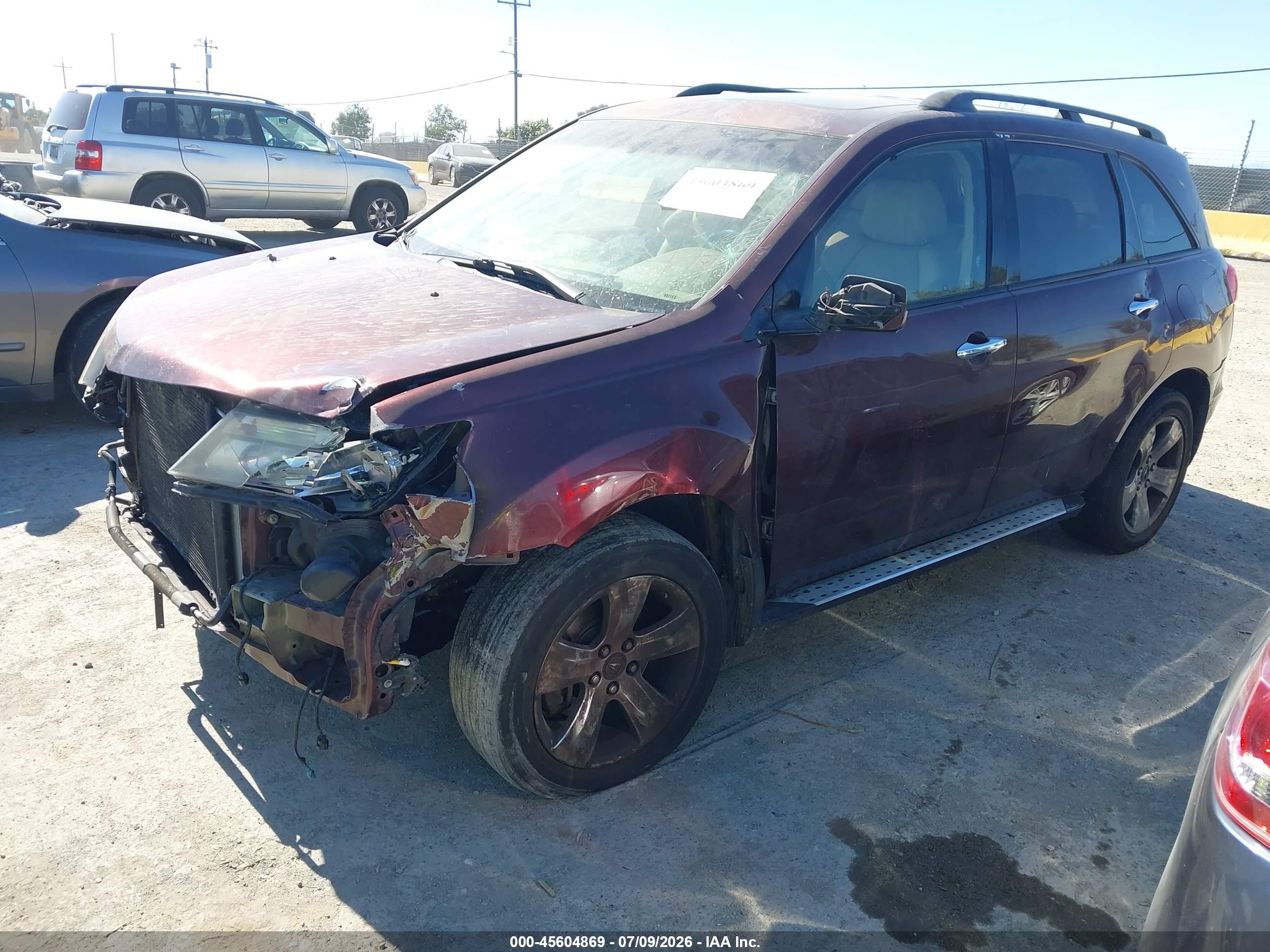 2007 Acura Mdx Sport Package Burgundy vin: 2HNYD28847H527004