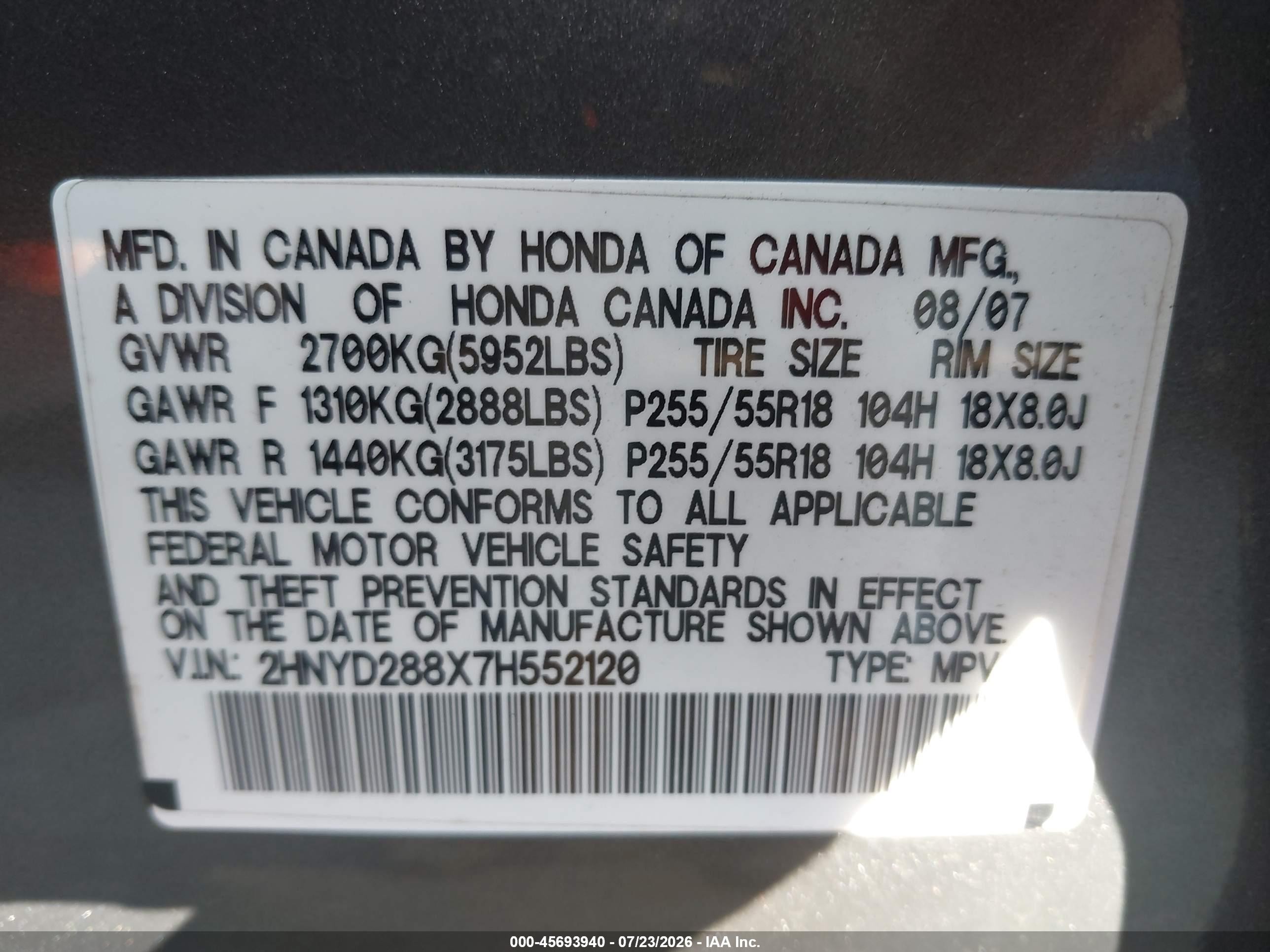 2007 Acura Mdx Sport Package Gray vin: 2HNYD288X7H552120