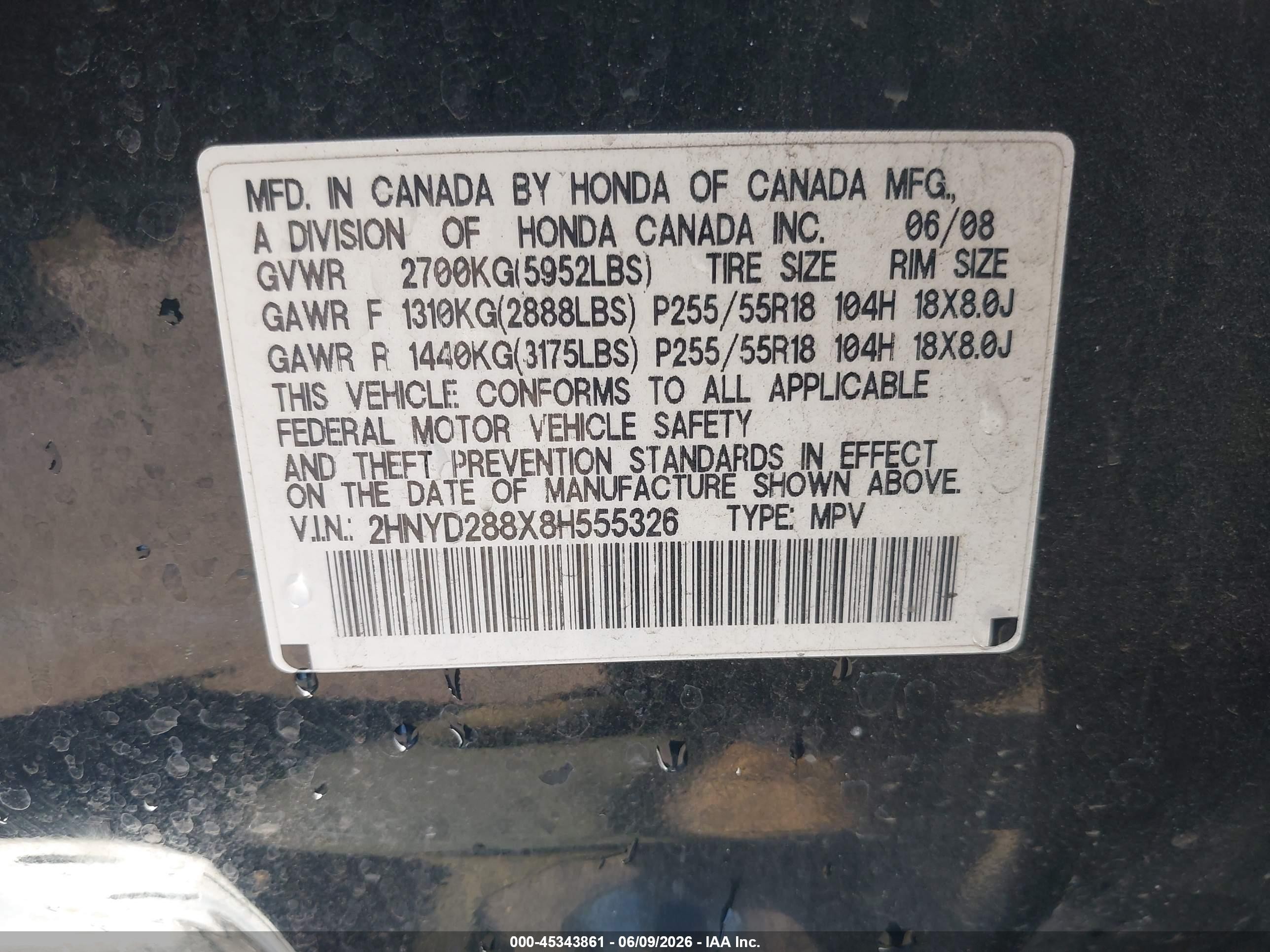 2008 Acura Mdx Sport Package Black vin: 2HNYD288X8H555326
