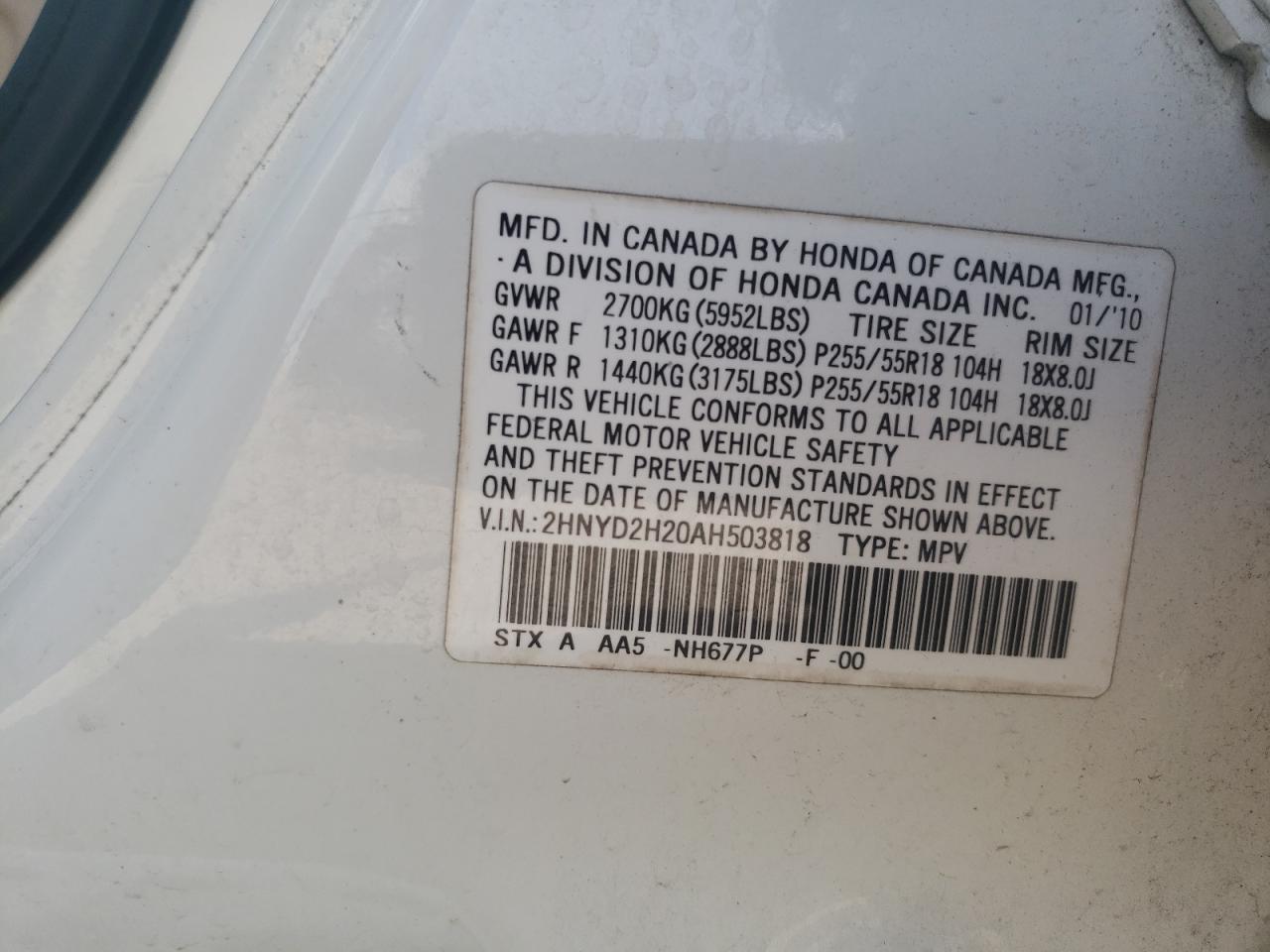 2009 Acura Rdx White vin: 2HNYD2H20AH503818