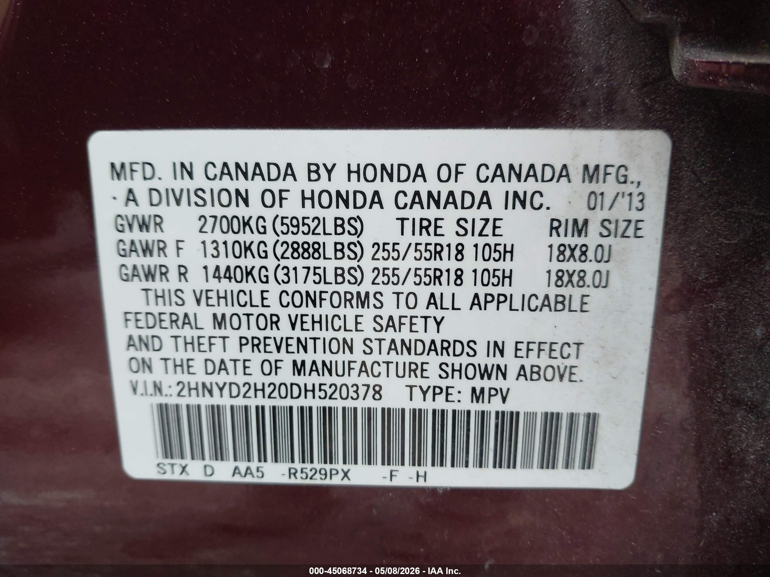 2013 Acura Mdx   Purple vin: 2HNYD2H20DH520378