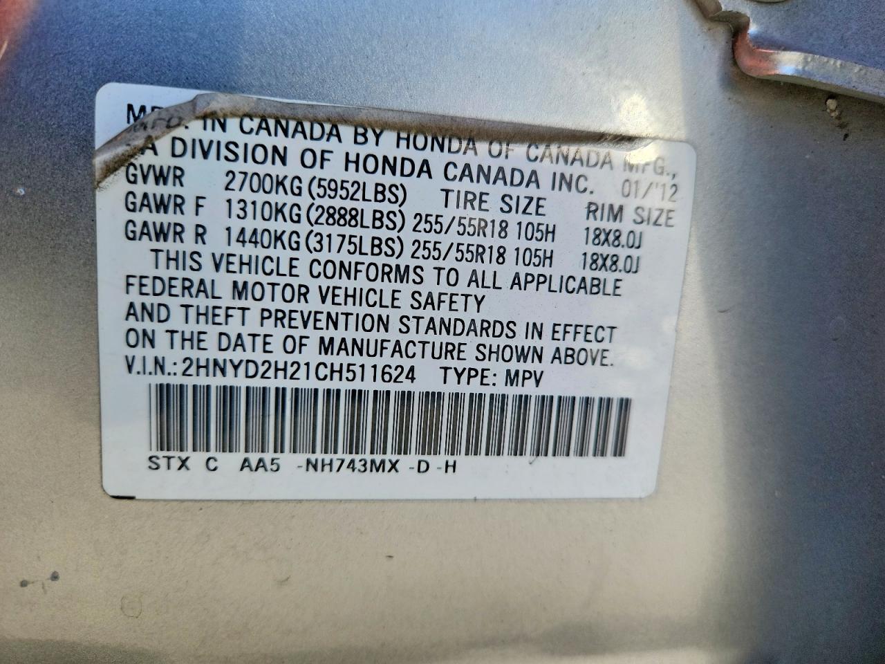 2012 Acura Mdx Silver vin: 2HNYD2H21CH511624