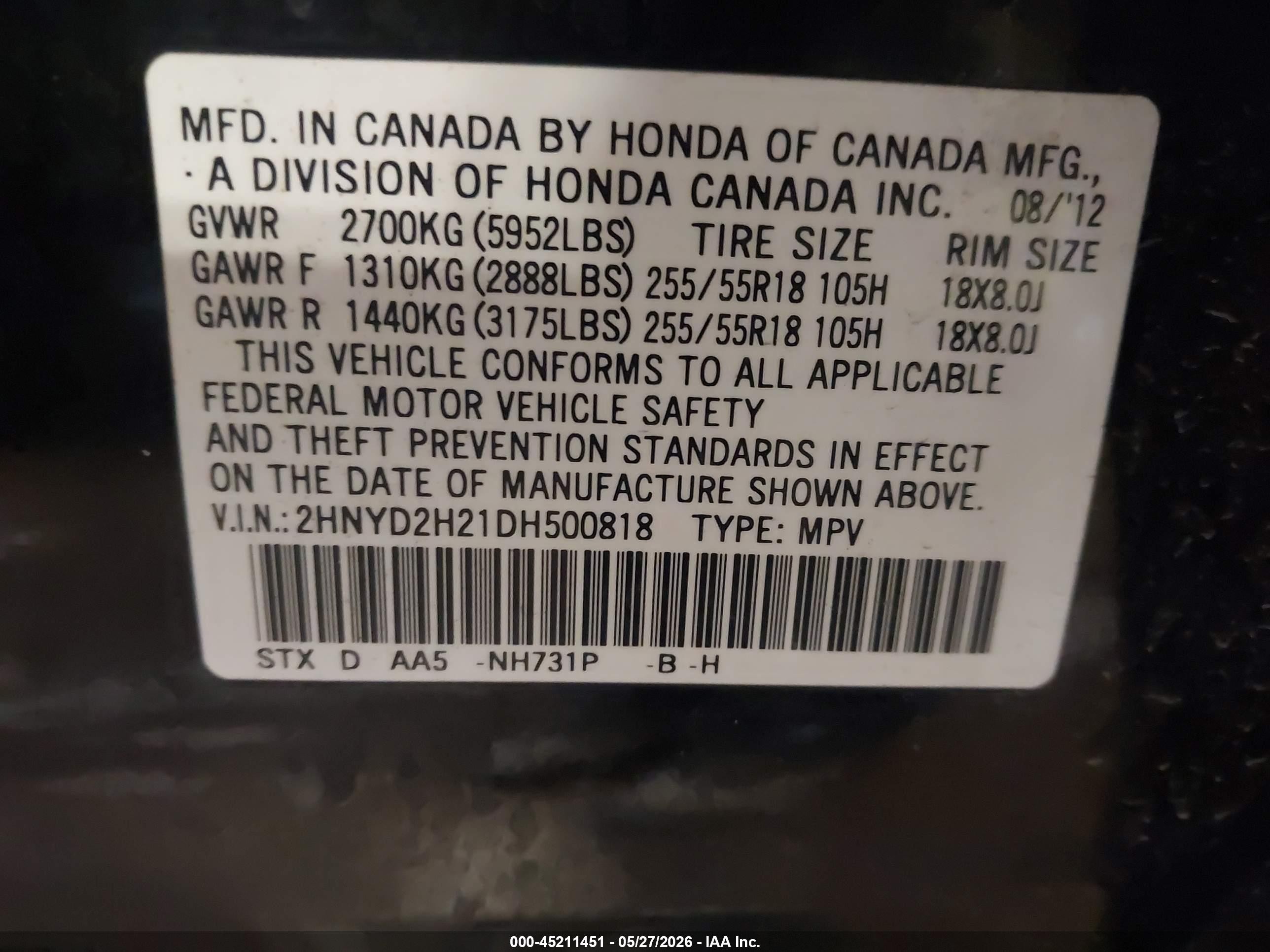 2013 Acura Mdx   Black vin: 2HNYD2H21DH500818