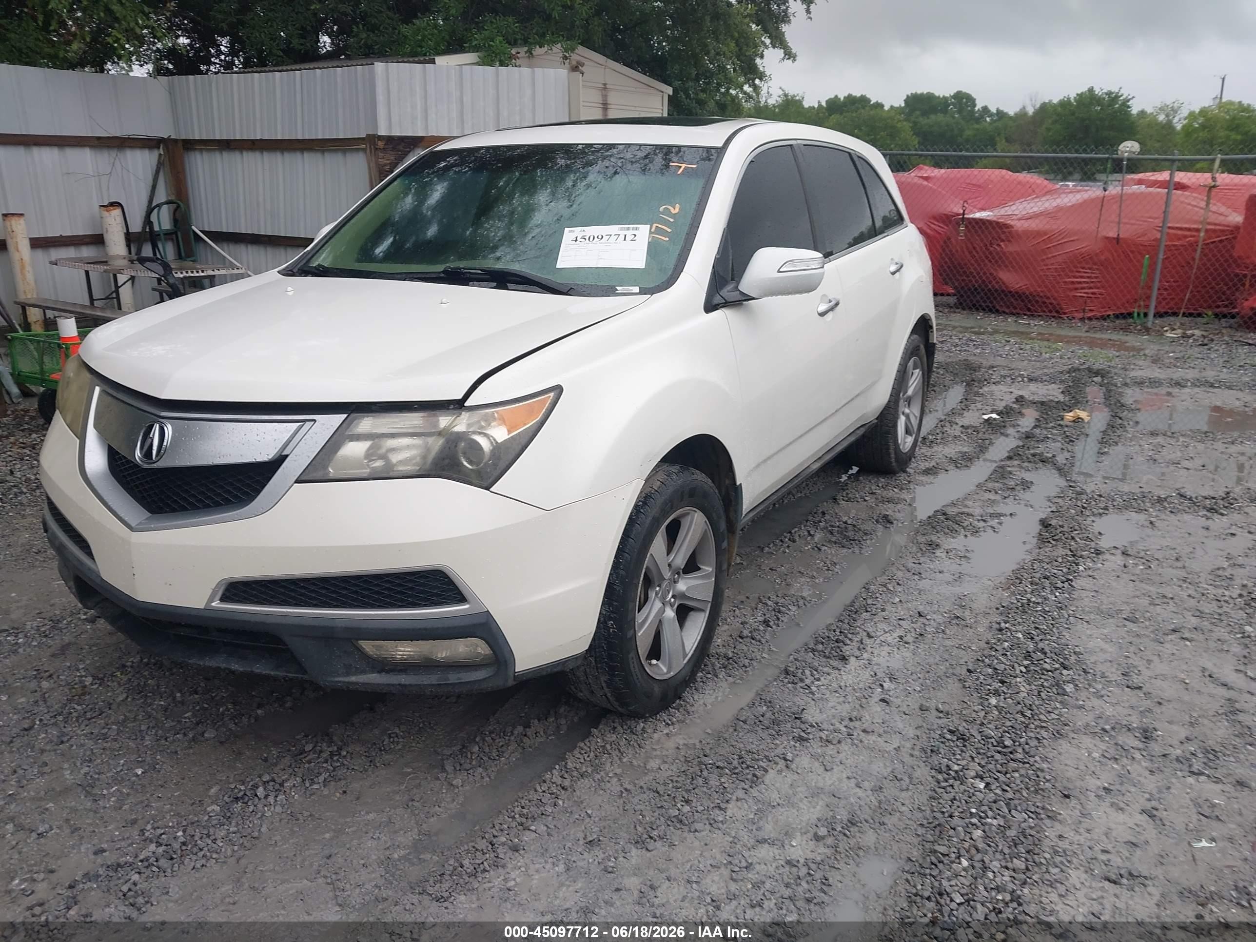 2010 Acura Mdx   White vin: 2HNYD2H22AH509376