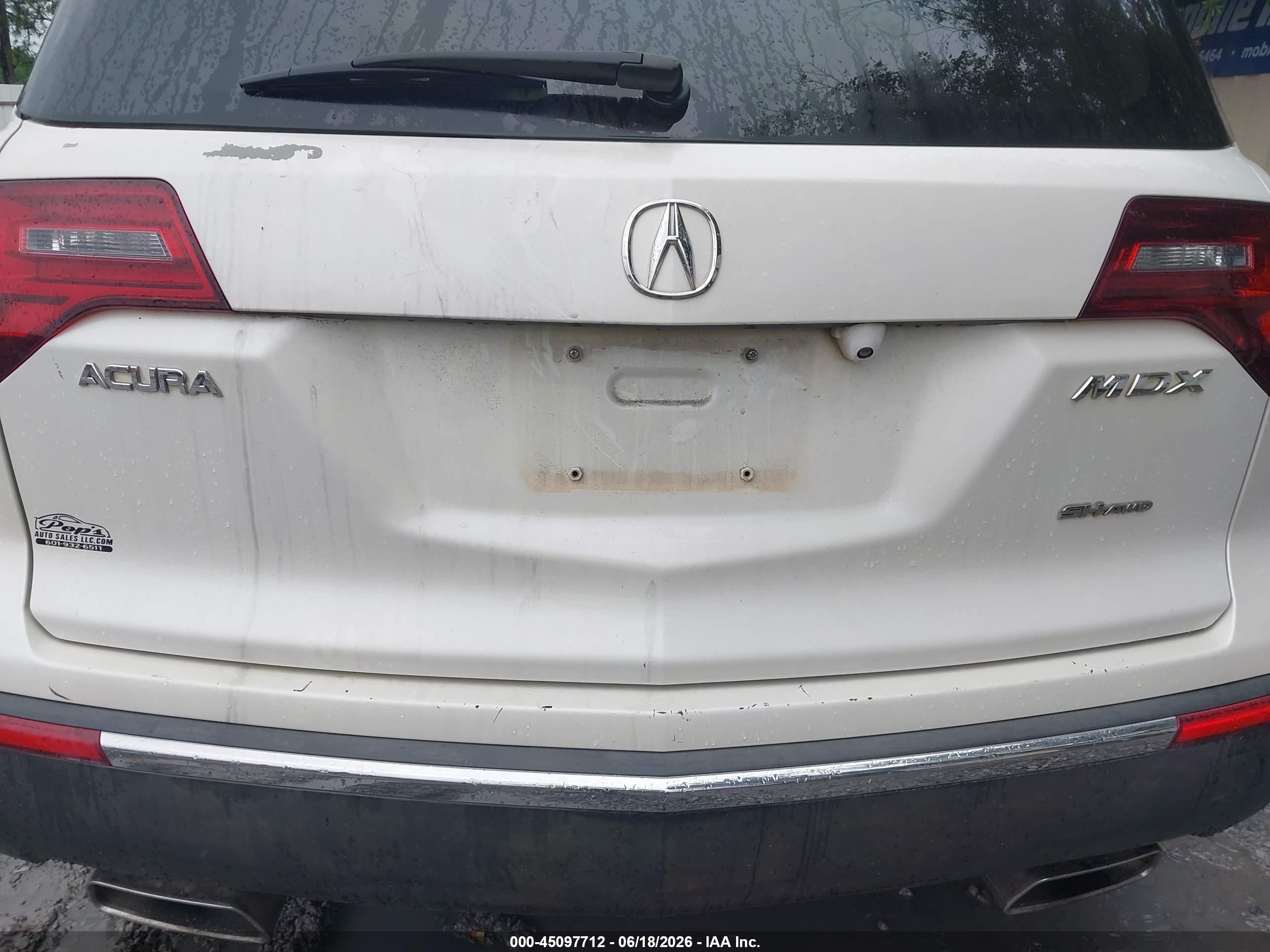 2010 Acura Mdx   White vin: 2HNYD2H22AH509376