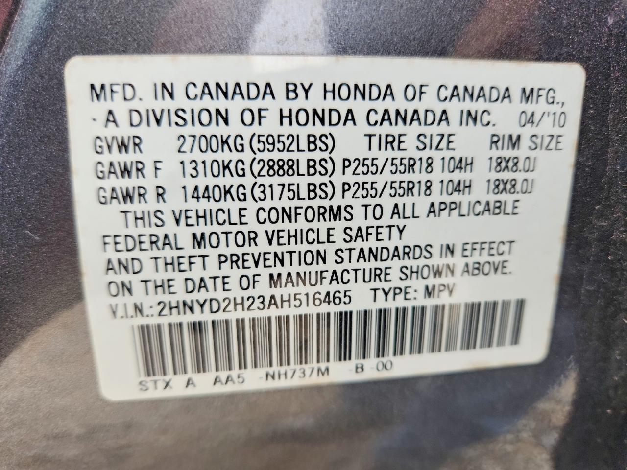 2010 Acura Mdx Gray vin: 2HNYD2H23AH516465