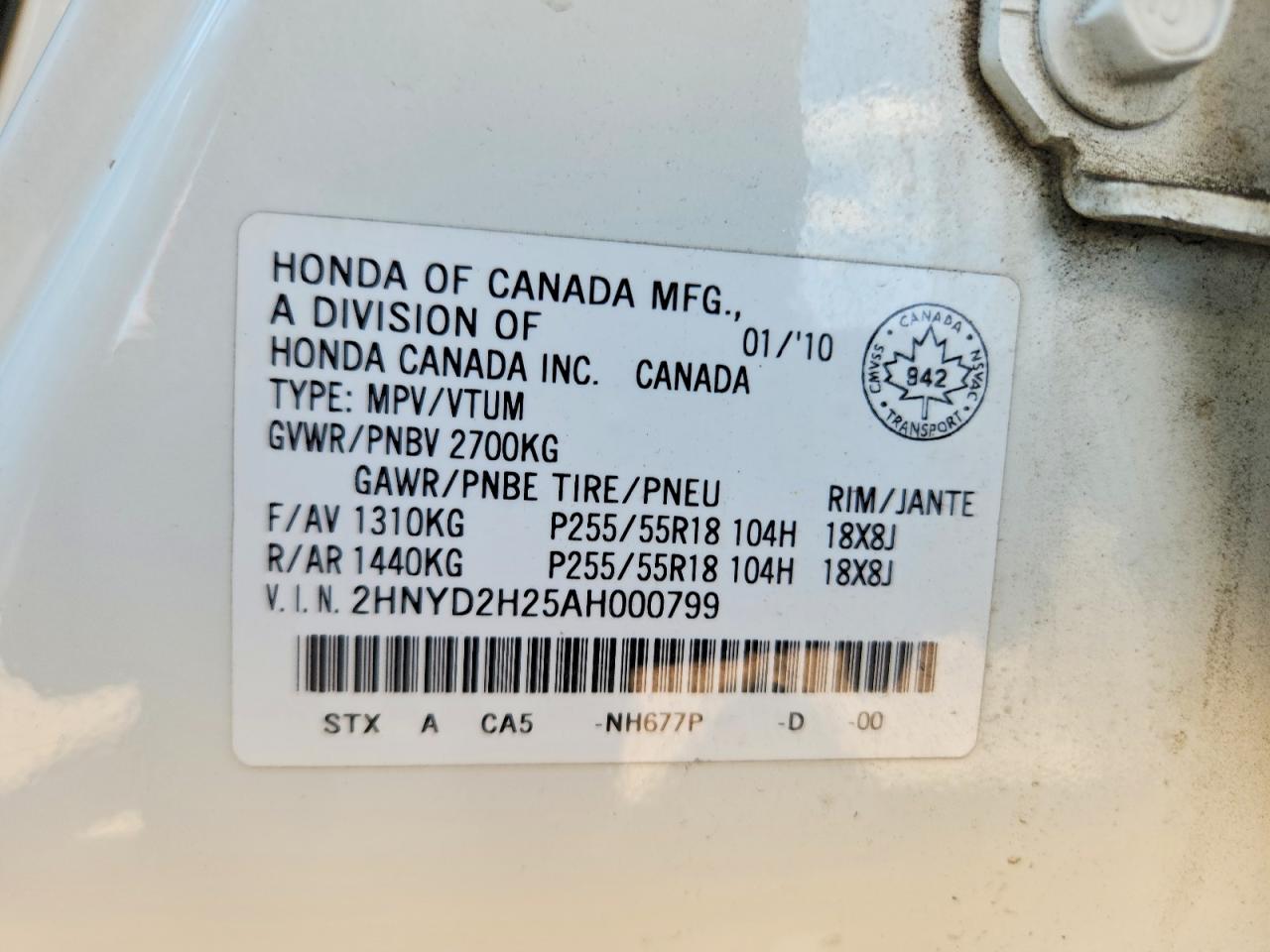 2010 Acura Mdx Белый vin: 2HNYD2H25AH000799