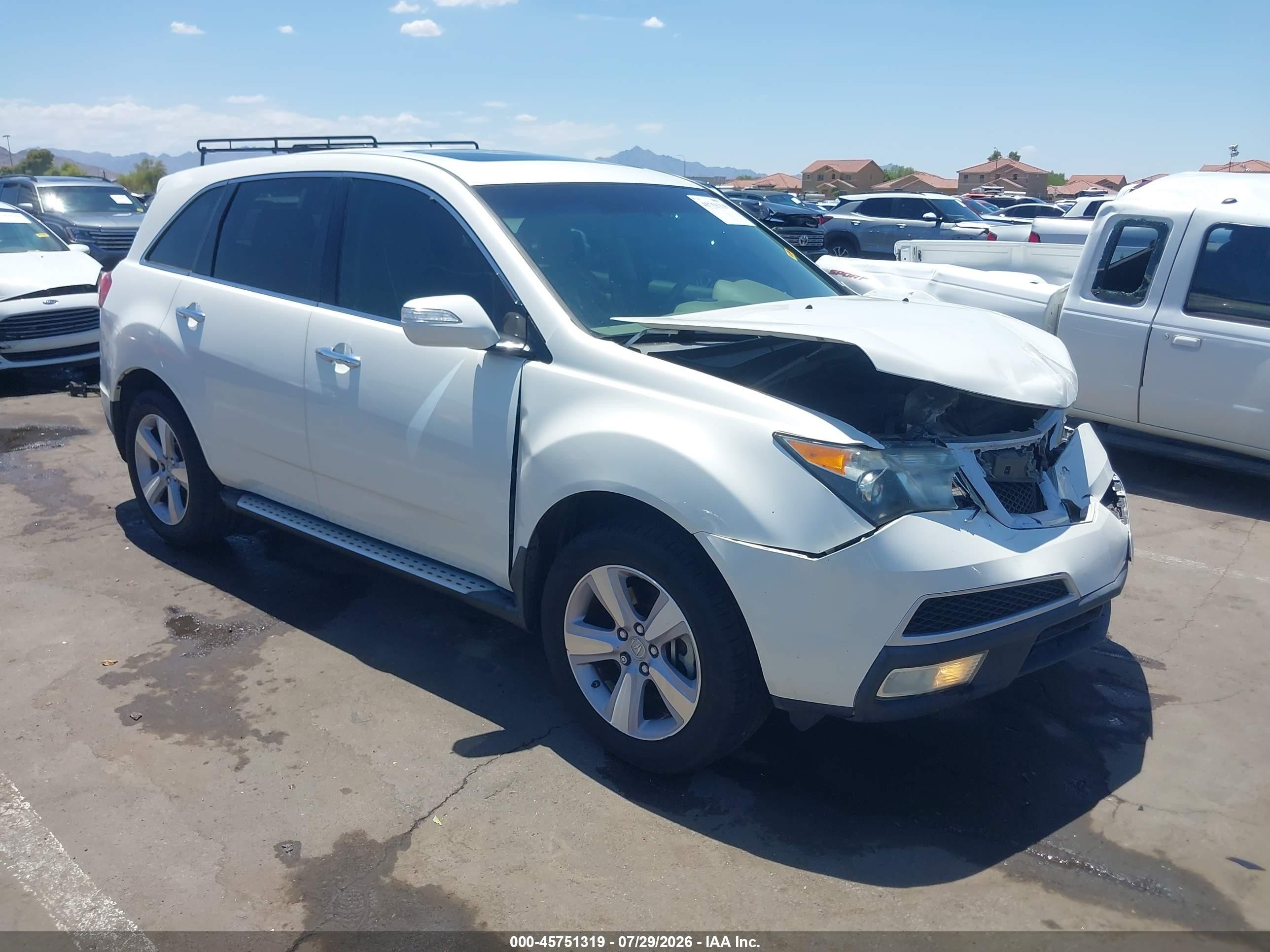 2013 Acura Mdx   White vin: 2HNYD2H25DH516715