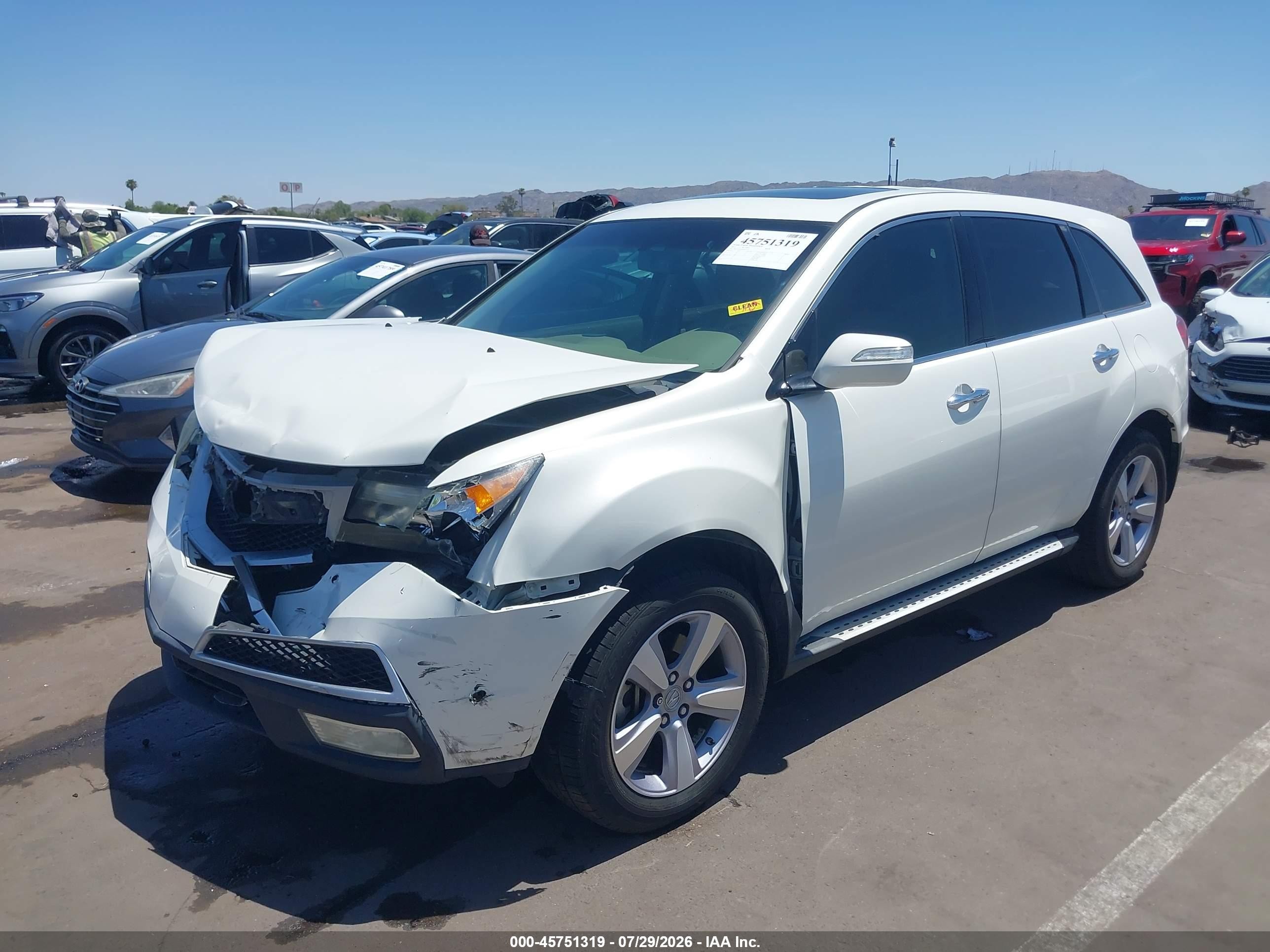 2013 Acura Mdx   White vin: 2HNYD2H25DH516715
