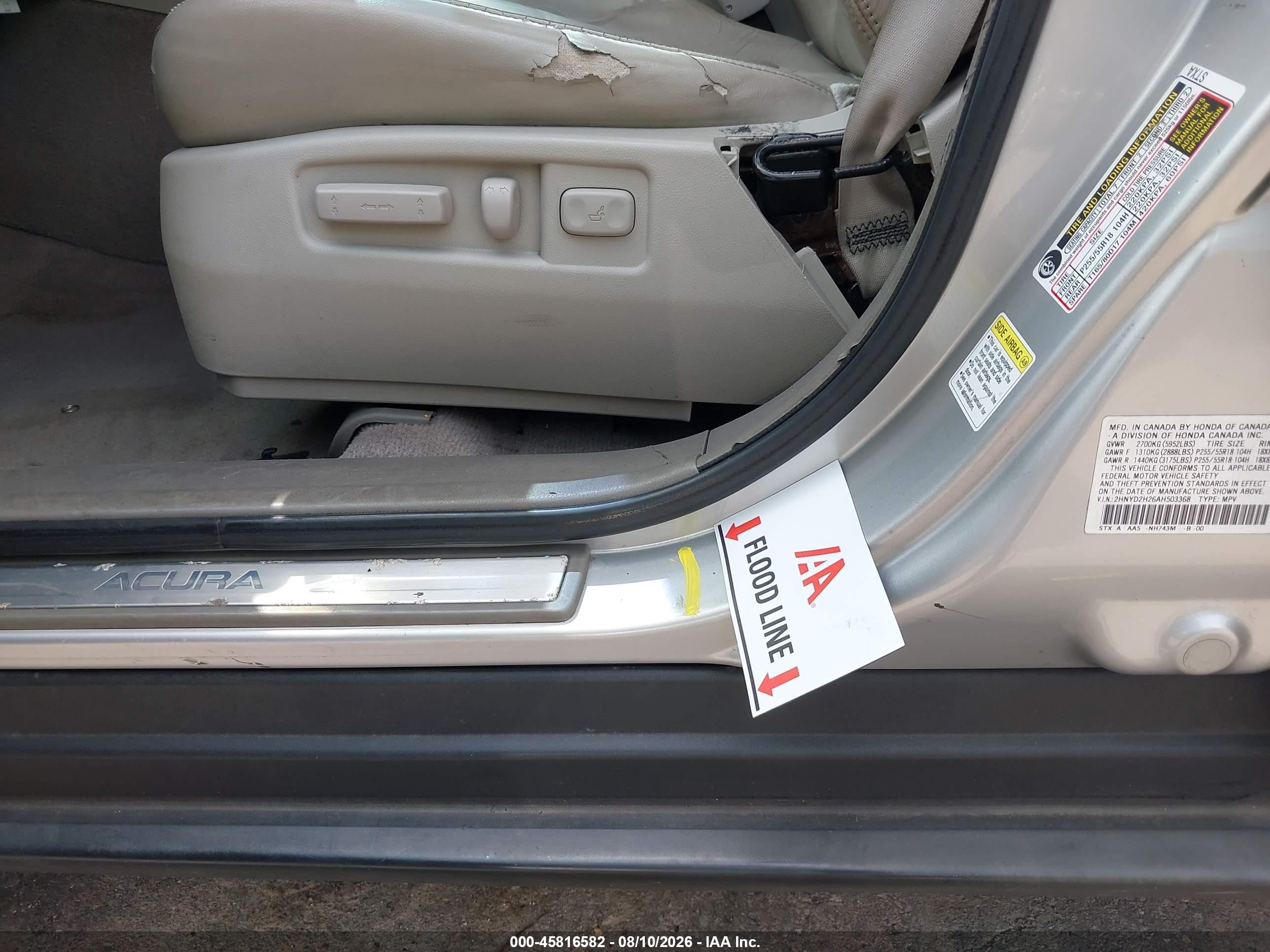 2010 Acura Mdx   Silver vin: 2HNYD2H26AH503368