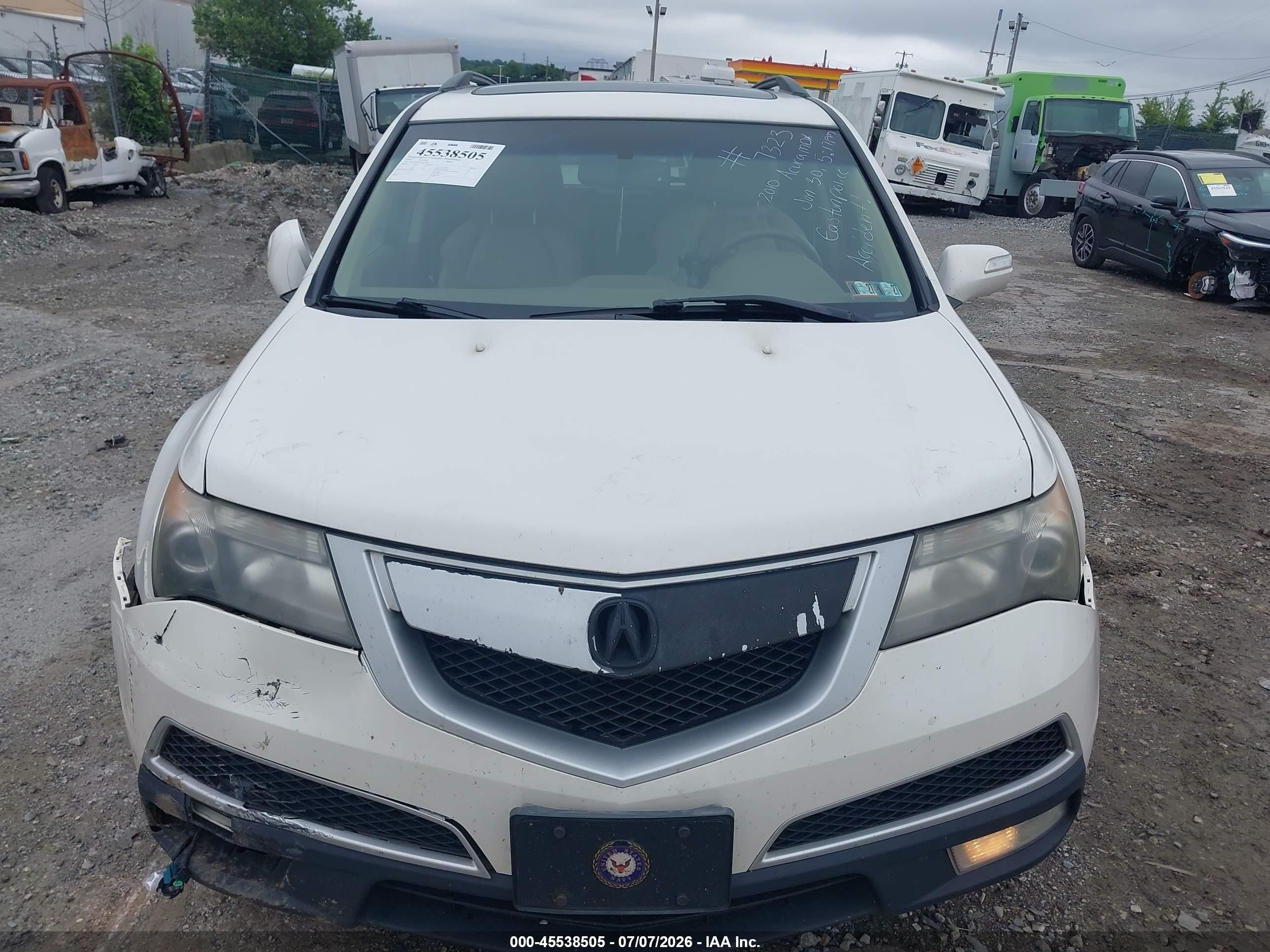 2010 Acura Mdx   White vin: 2HNYD2H26AH504388