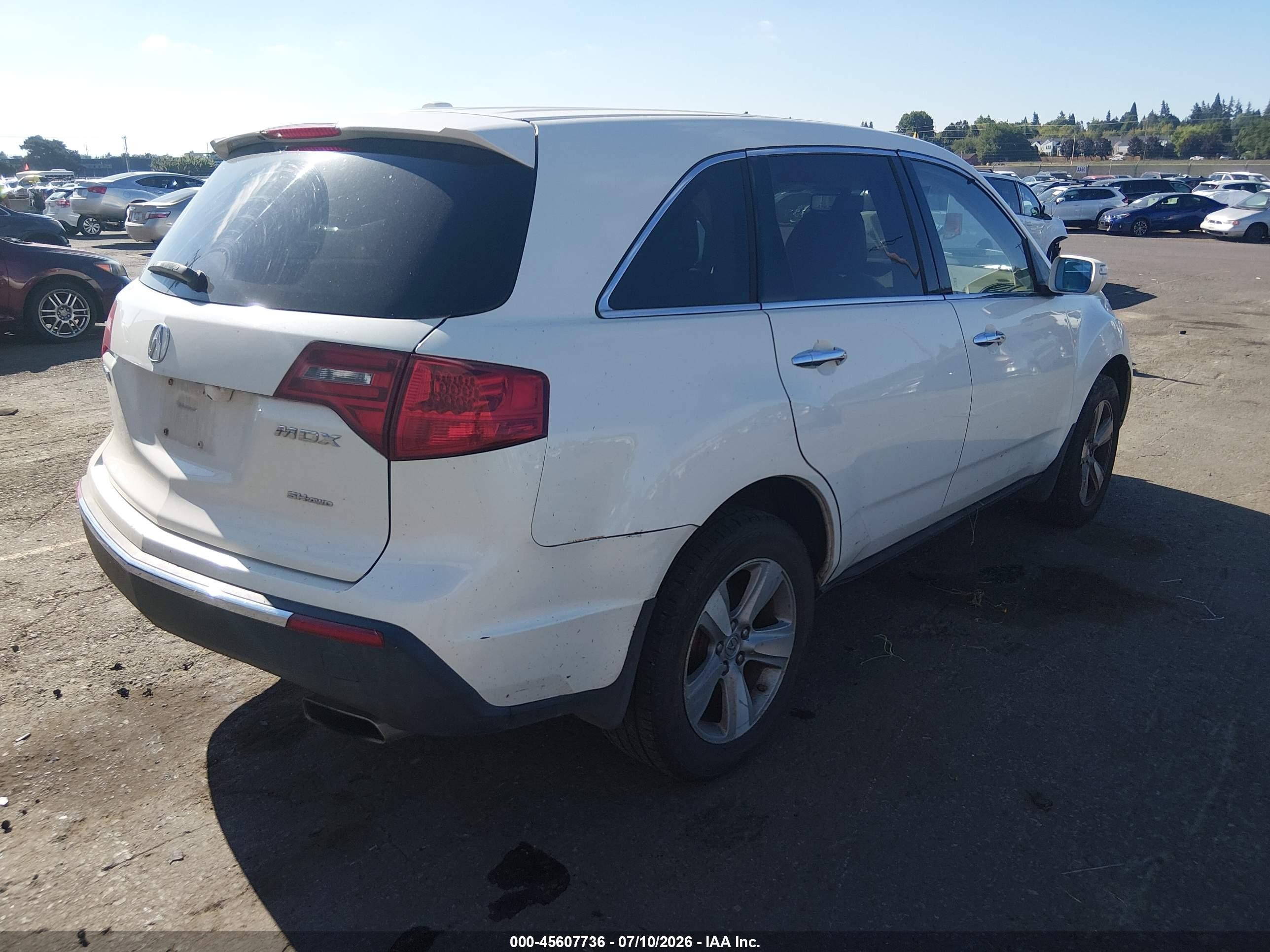 2010 Acura Mdx   White vin: 2HNYD2H26AH528903
