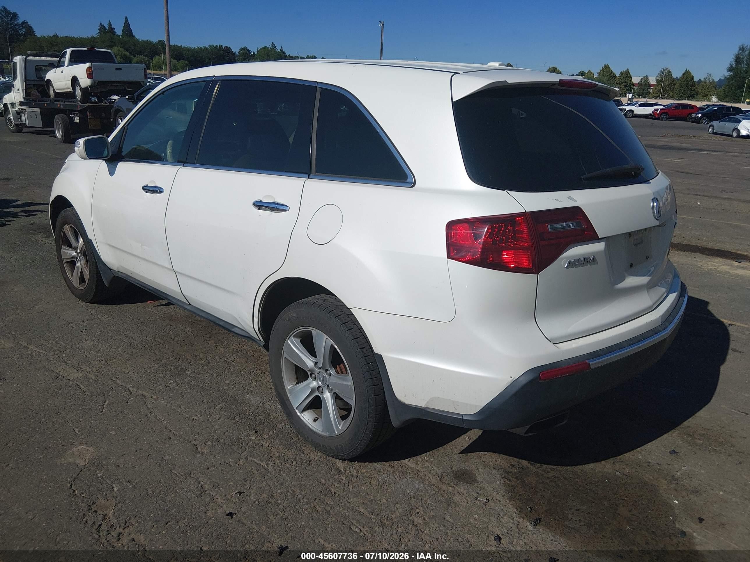 2010 Acura Mdx   White vin: 2HNYD2H26AH528903