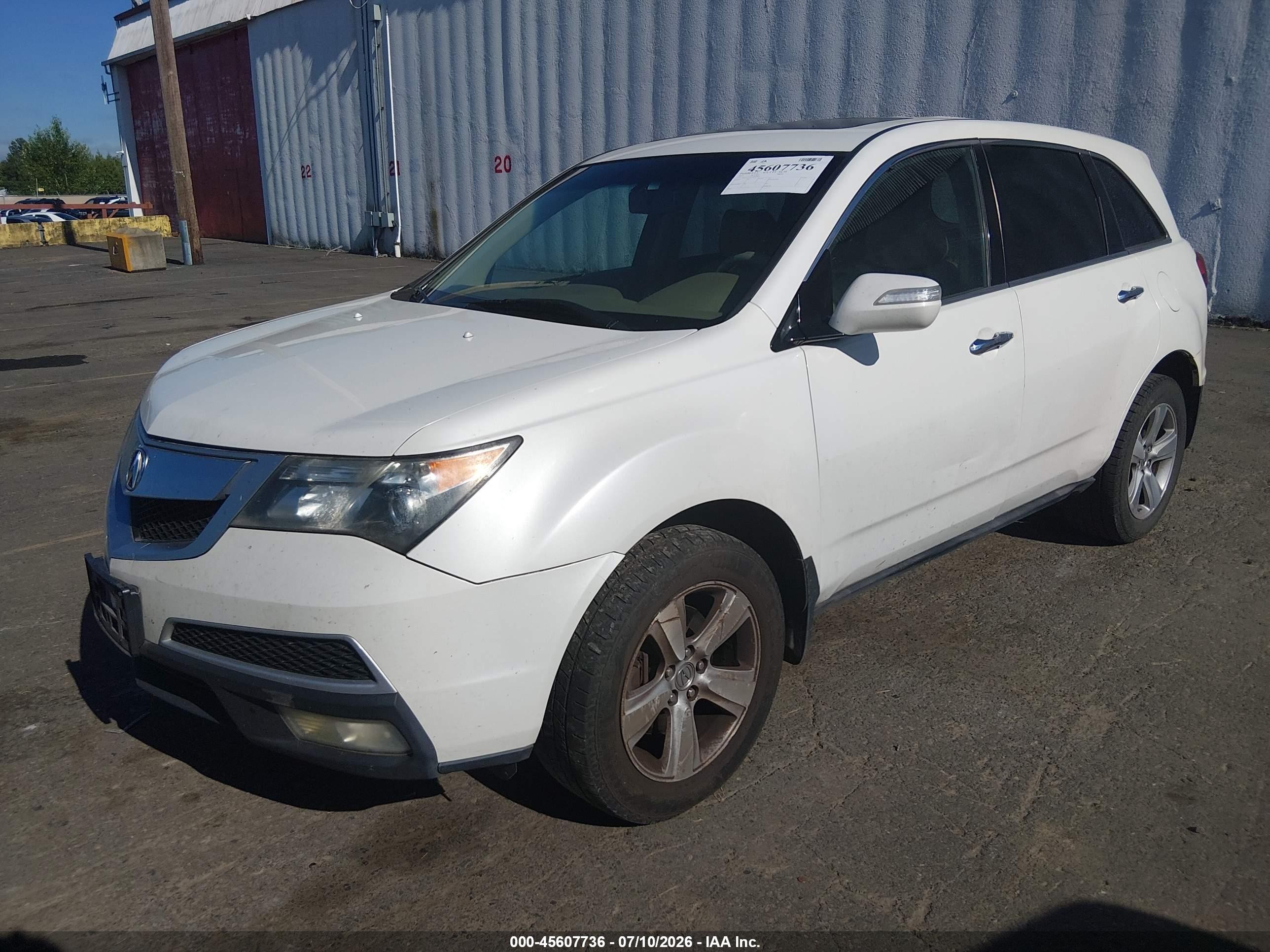 2010 Acura Mdx   White vin: 2HNYD2H26AH528903