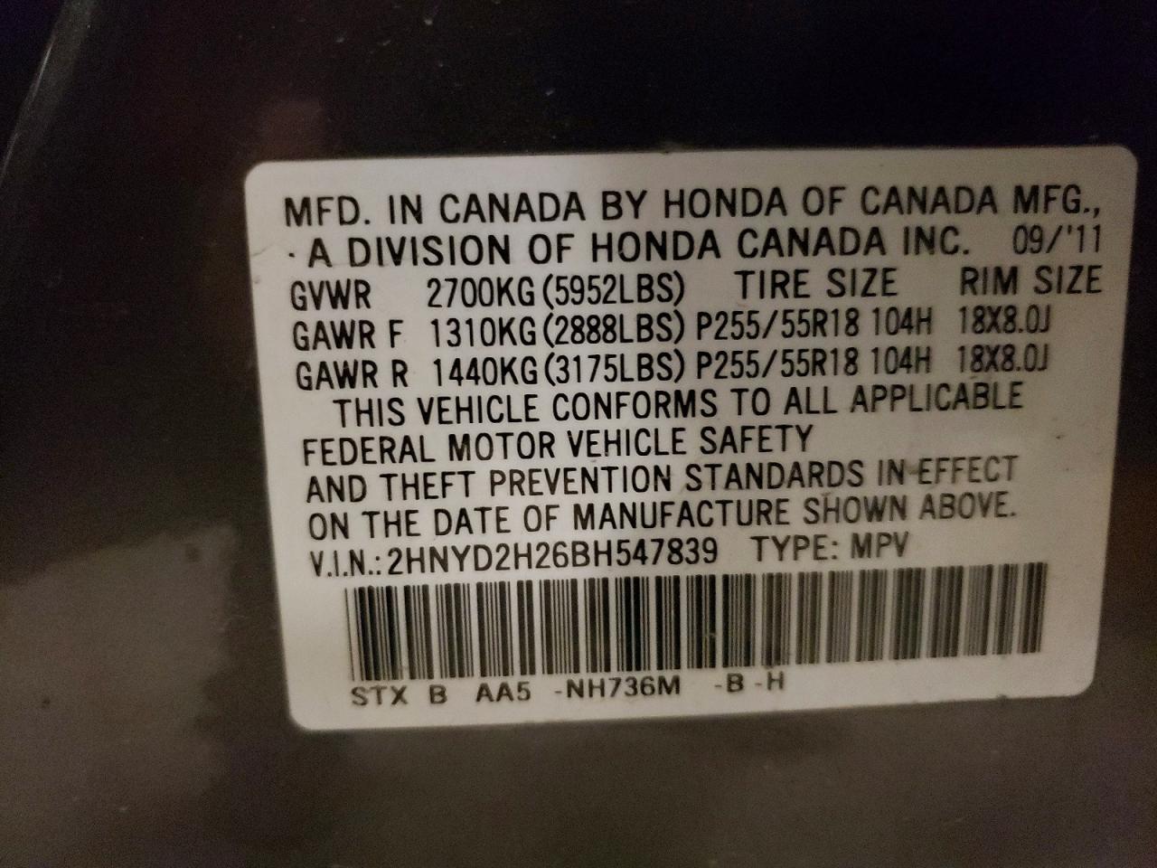 2011 Acura Mdx Gray vin: 2HNYD2H26BH547839