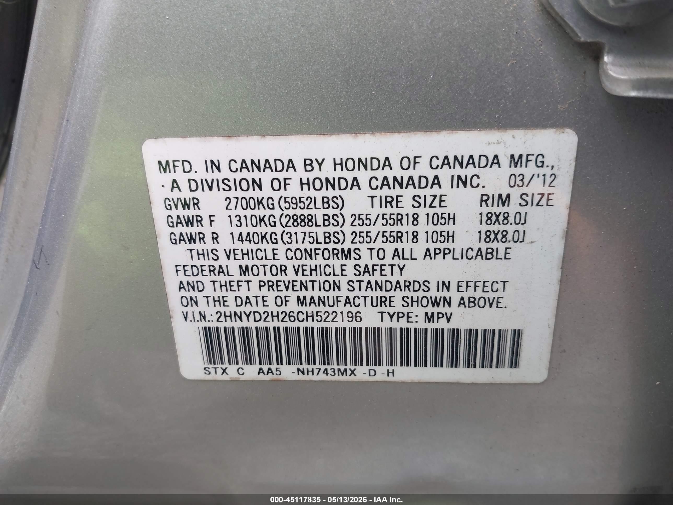 2012 Acura Mdx   Silver vin: 2HNYD2H26CH522196