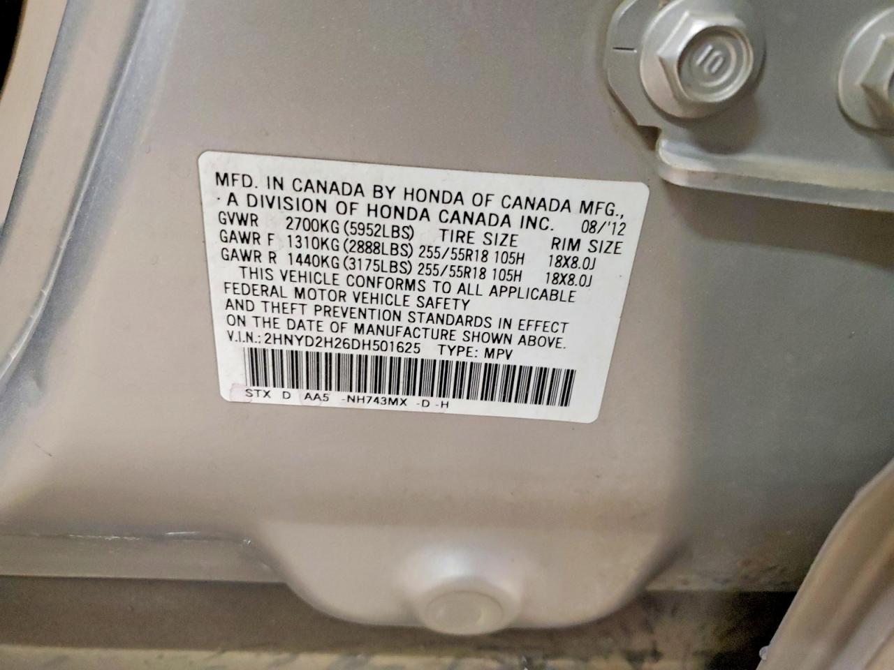 2013 Acura Mdx Silver vin: 2HNYD2H26DH501625